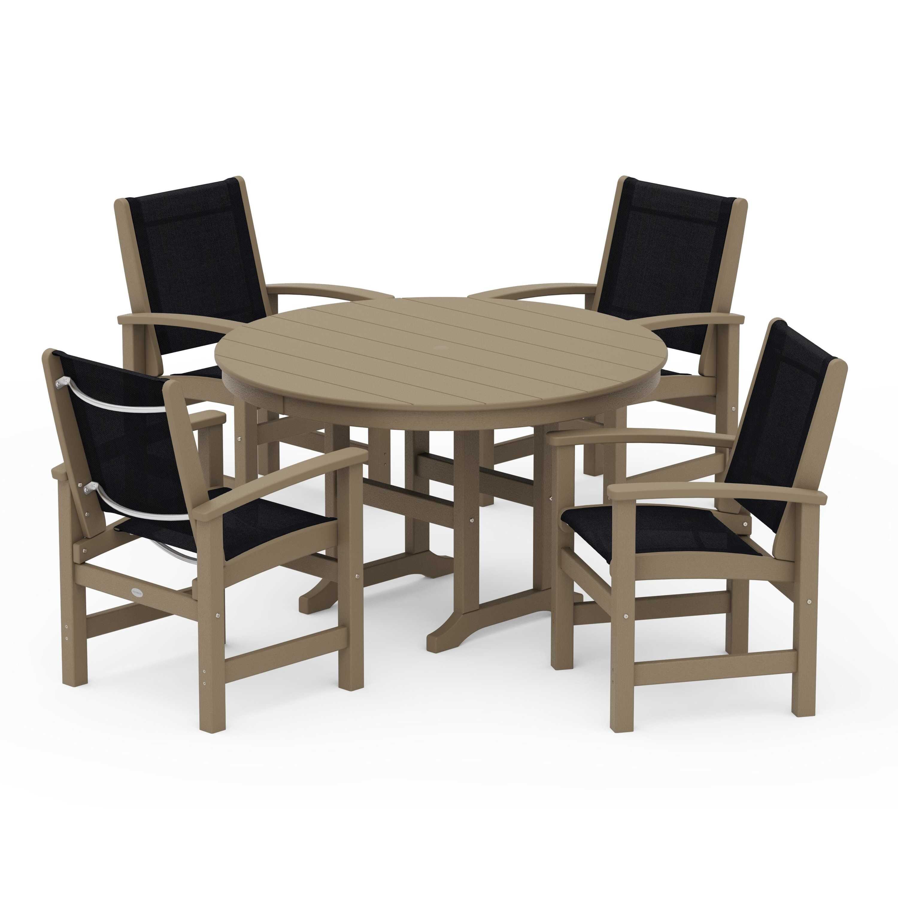 Coastal 5-Piece Round Farmhouse Dining Set