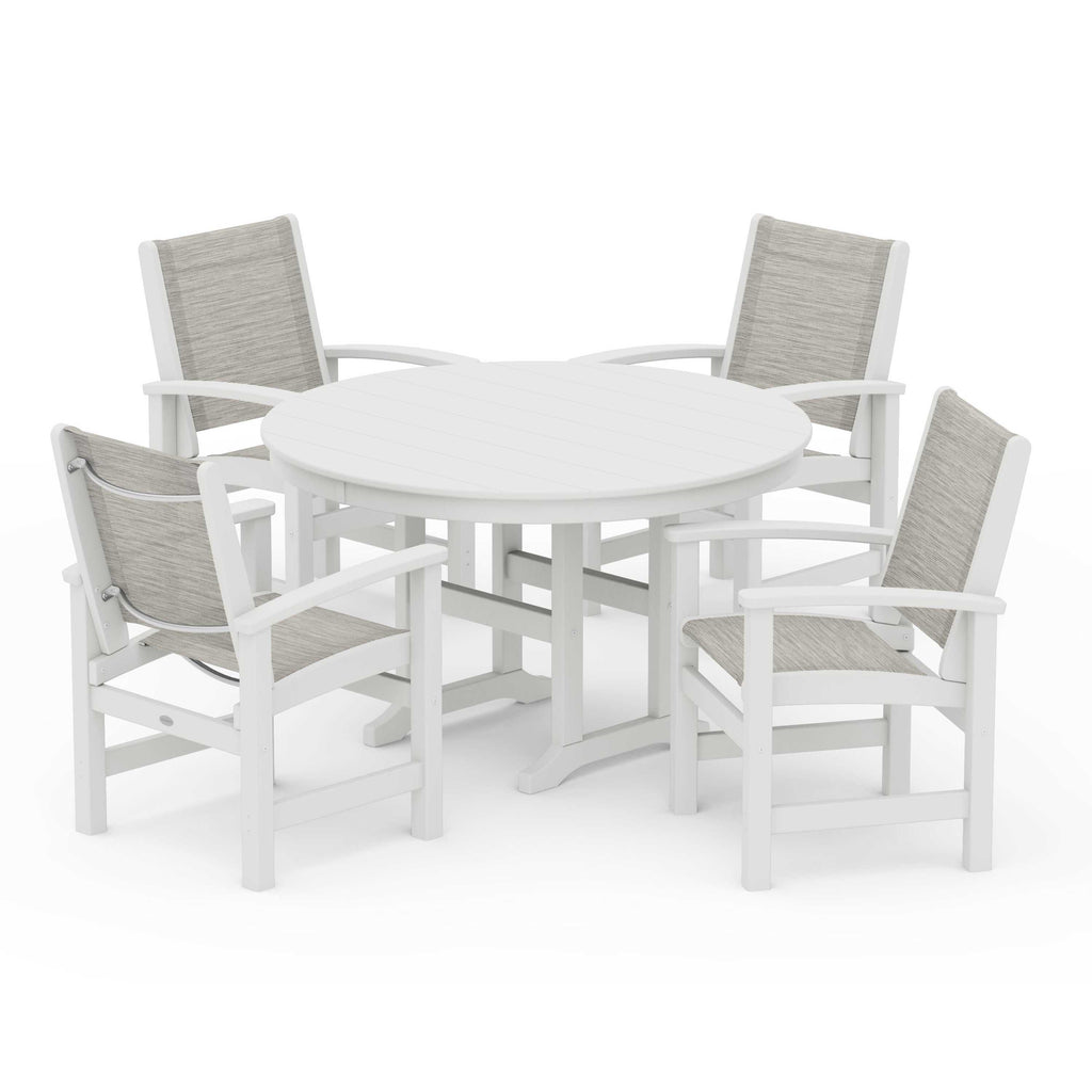Coastal 5-Piece Round Farmhouse Dining Set