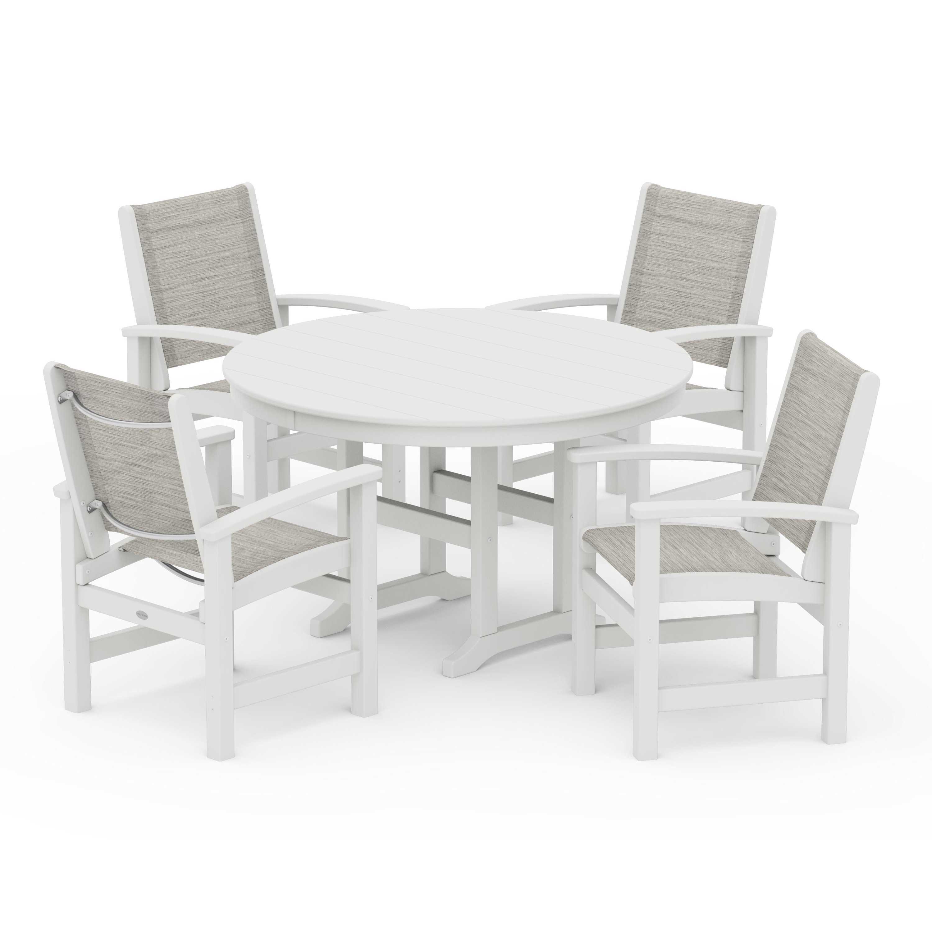 Coastal 5-Piece Round Farmhouse Dining Set
