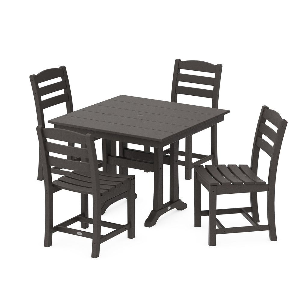 La Casa Café 5-Piece Farmhouse Trestle Side Chair Dining Set