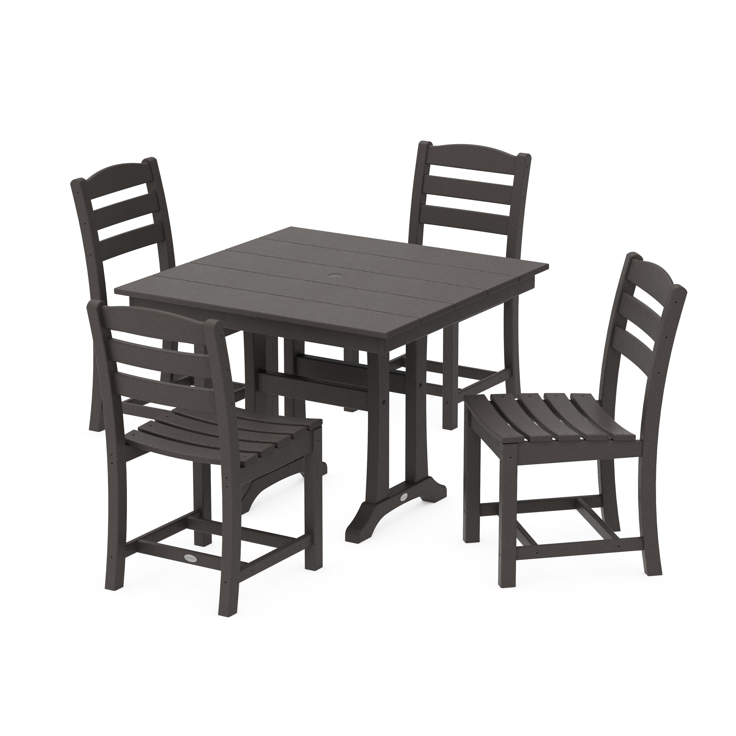 La Casa Café 5-Piece Farmhouse Trestle Side Chair Dining Set