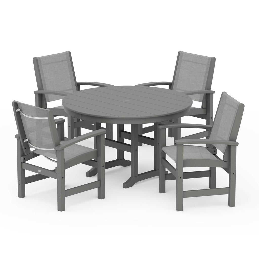 Coastal 5-Piece Round Farmhouse Dining Set