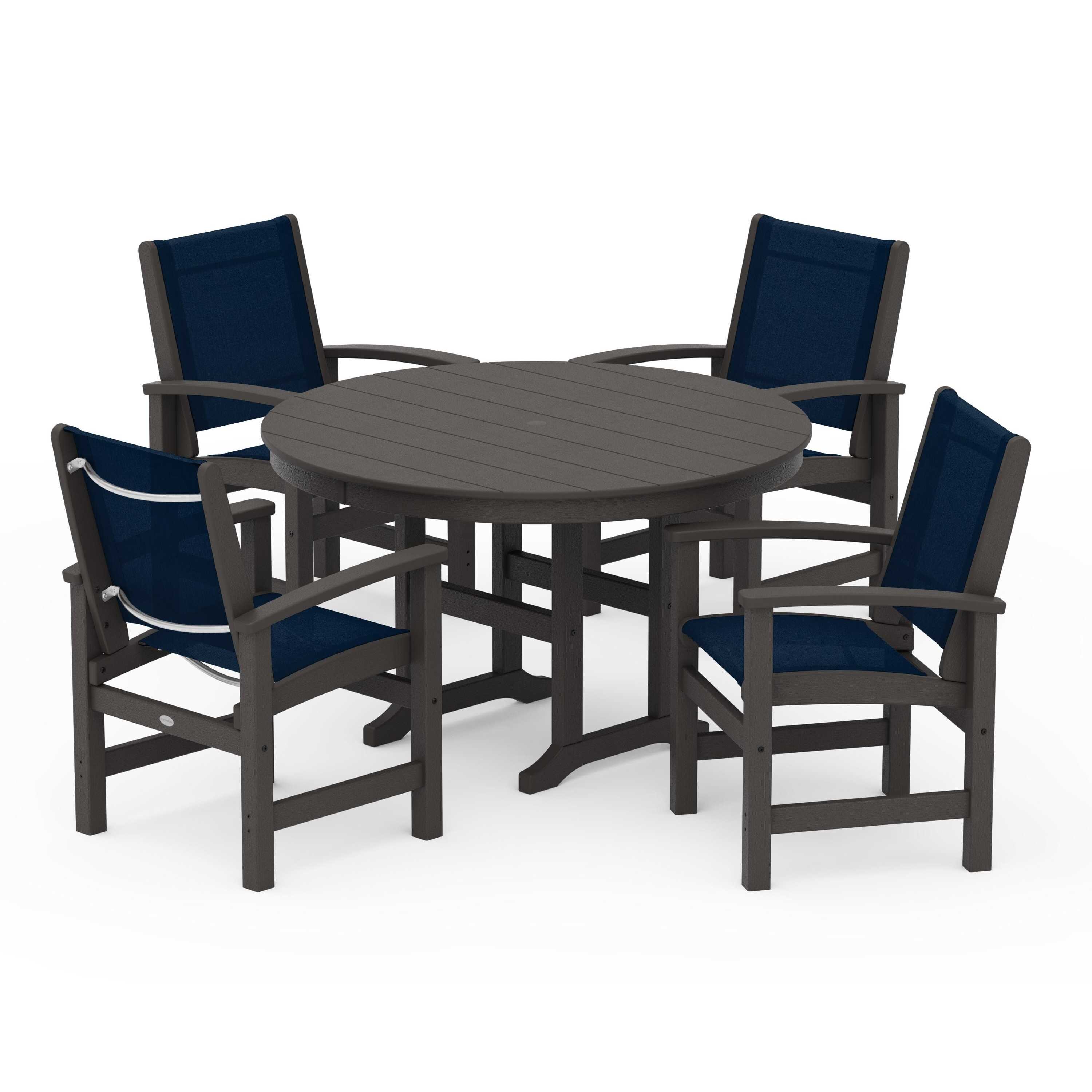 Coastal 5-Piece Round Farmhouse Dining Set
