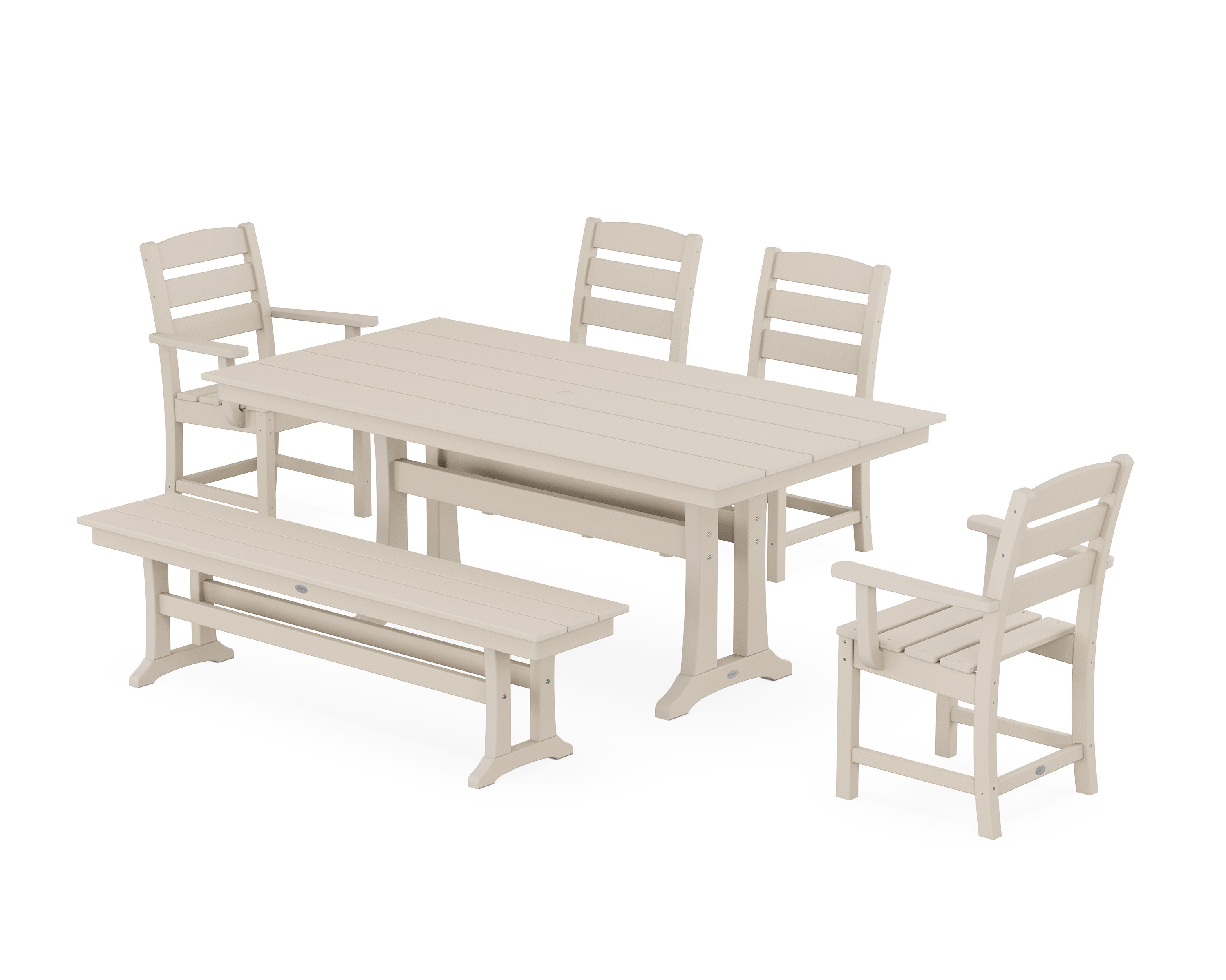 Lakeside 6-Piece Farmhouse Dining Set With Trestle Legs