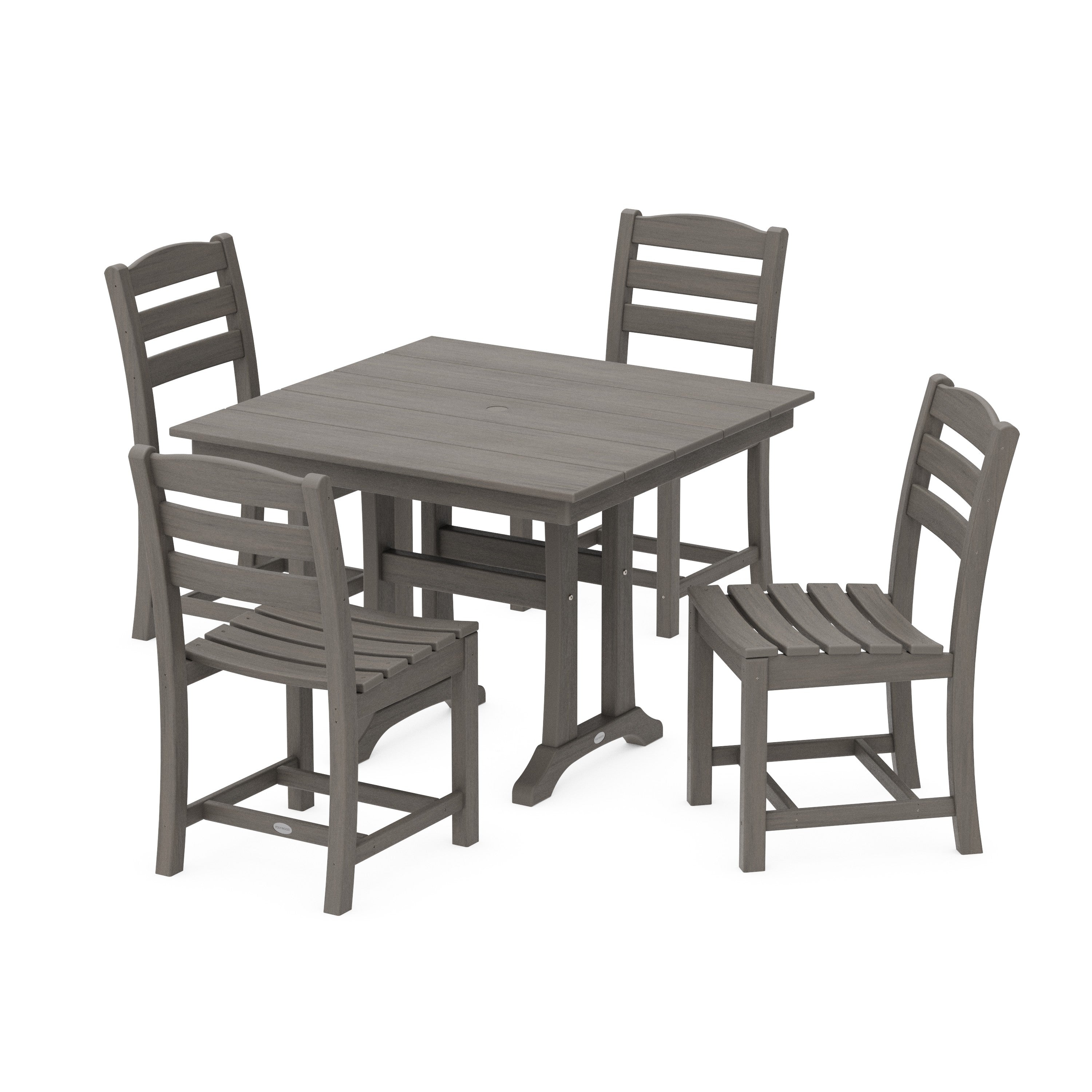 La Casa Café 5-Piece Farmhouse Trestle Side Chair Dining Set