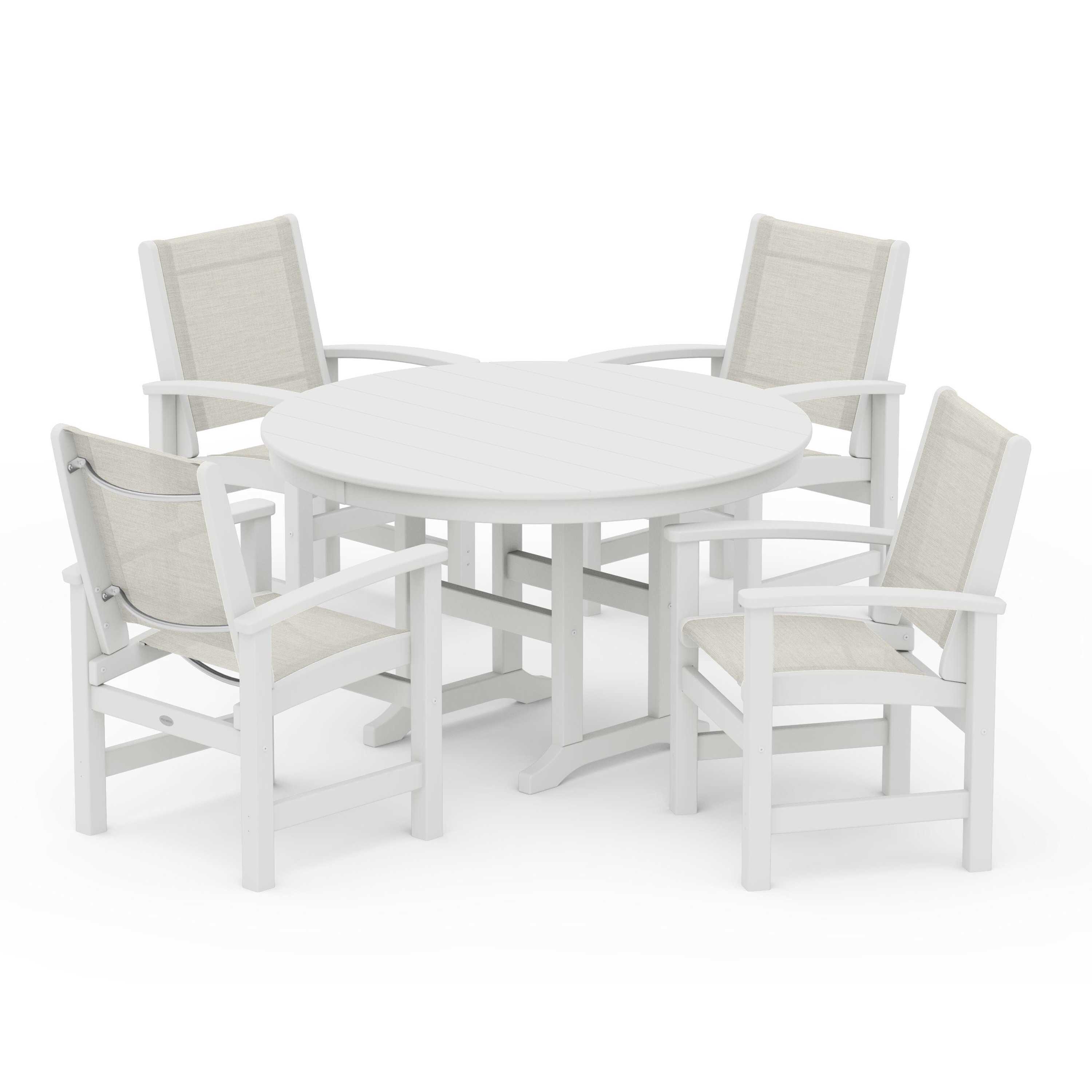 Coastal 5-Piece Round Farmhouse Dining Set
