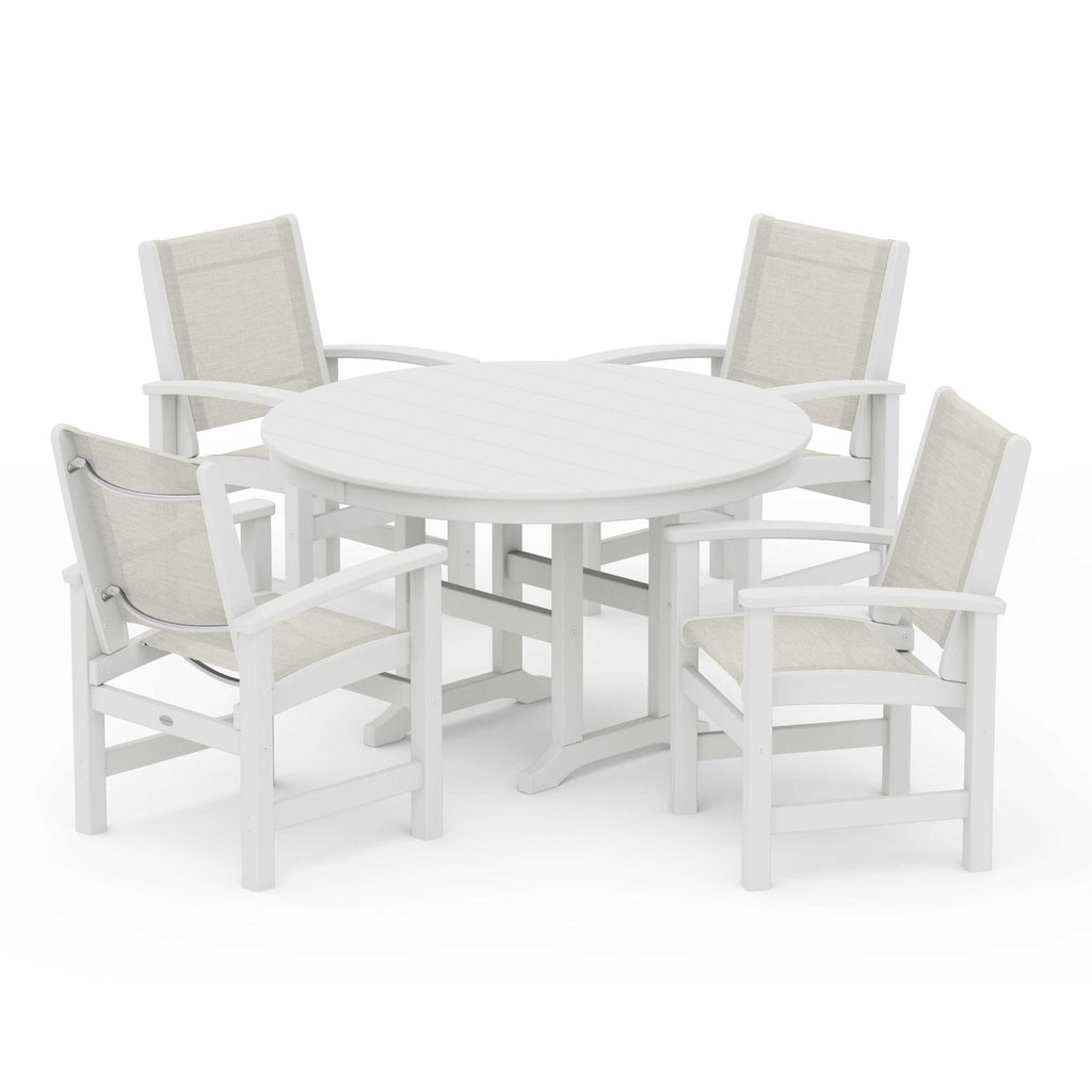 Coastal 5-Piece Round Farmhouse Dining Set