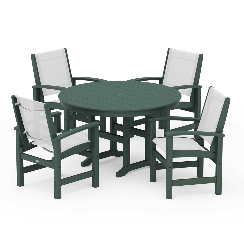Coastal 5-Piece Round Farmhouse Dining Set
