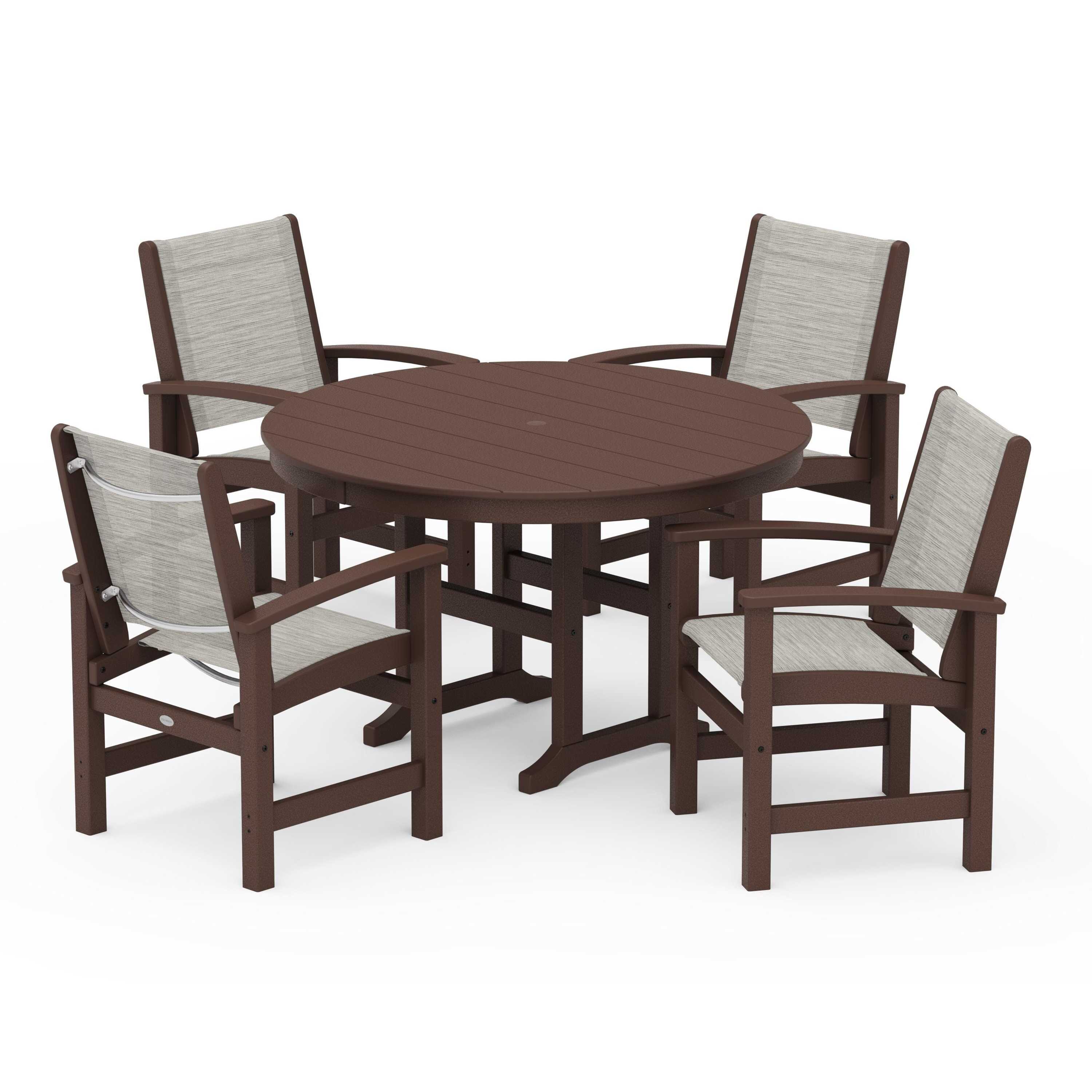 Coastal 5-Piece Round Farmhouse Dining Set
