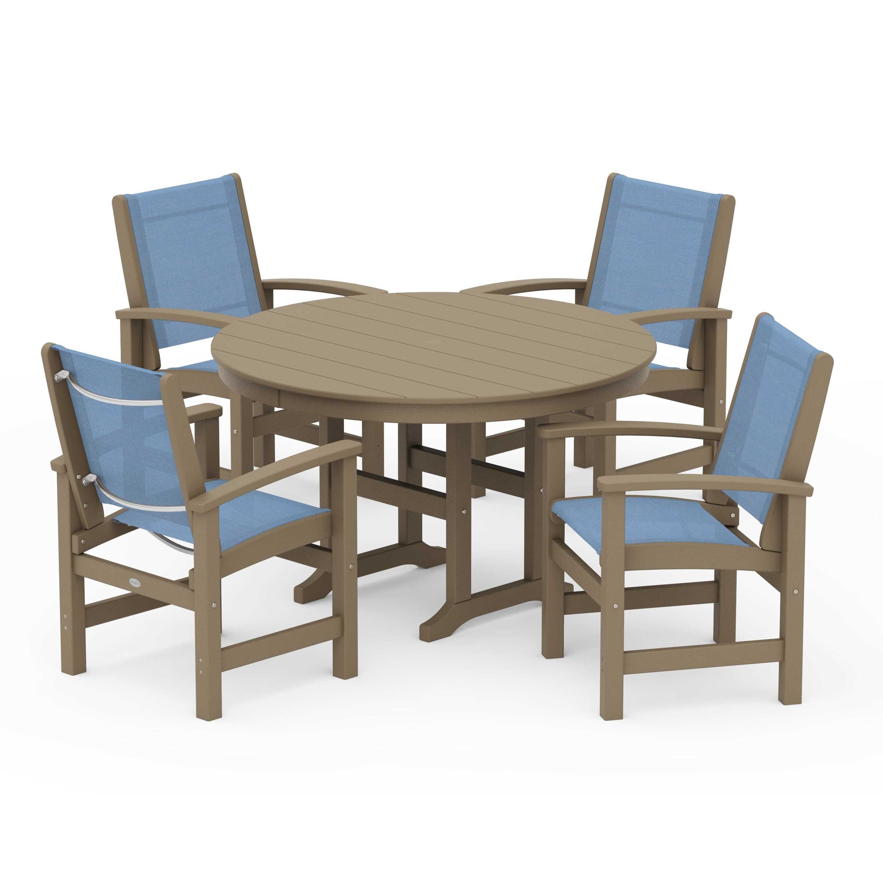 Coastal 5-Piece Round Farmhouse Dining Set