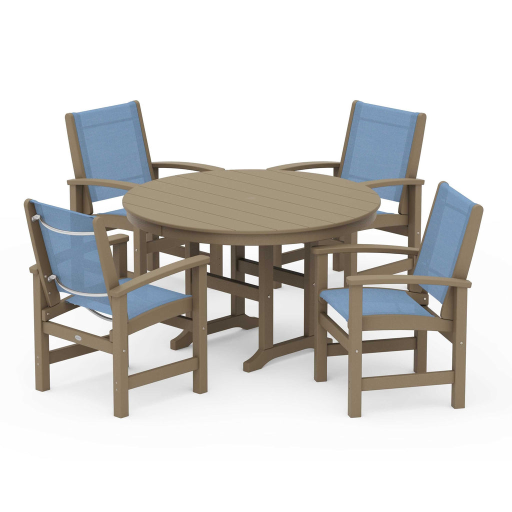Coastal 5-Piece Round Farmhouse Dining Set