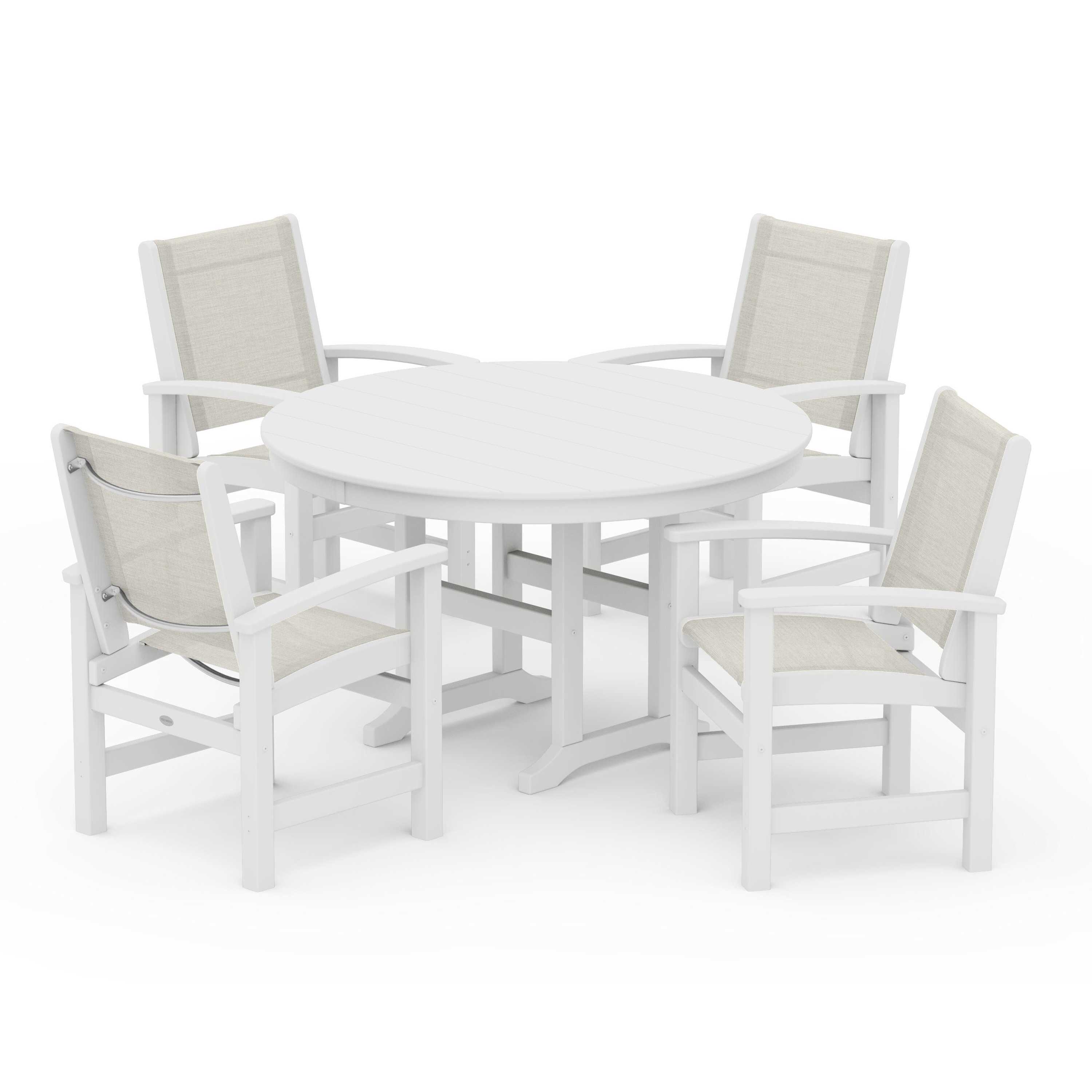 Coastal 5-Piece Round Farmhouse Dining Set