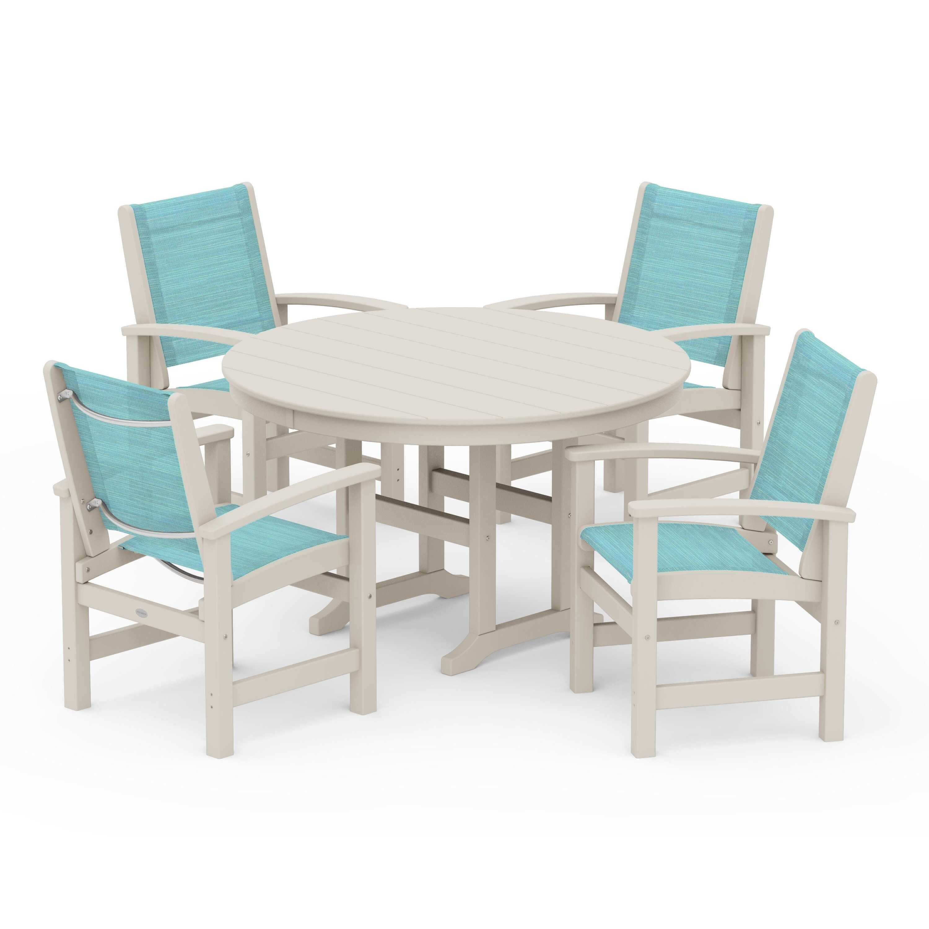 Coastal 5-Piece Round Farmhouse Dining Set