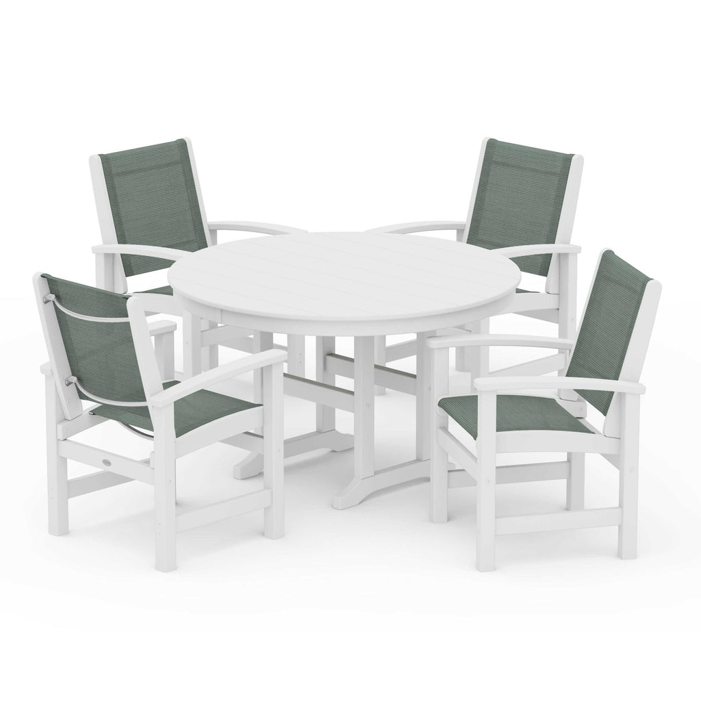 Coastal 5-Piece Round Farmhouse Dining Set