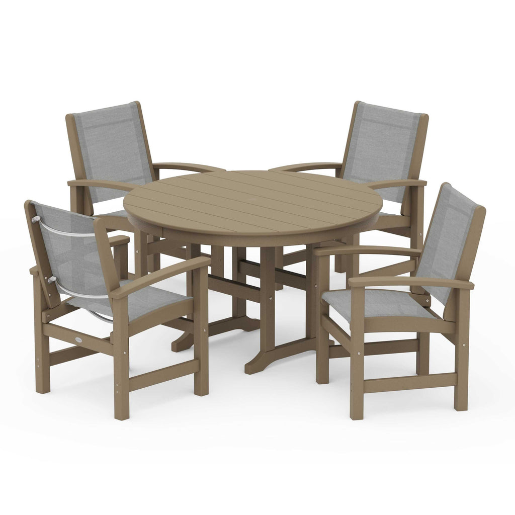 Coastal 5-Piece Round Farmhouse Dining Set