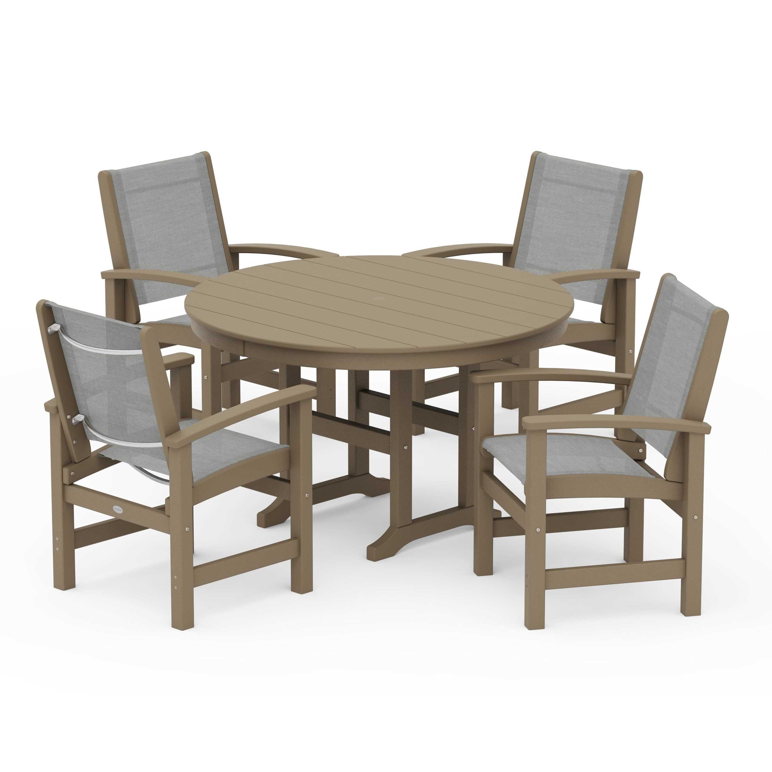 Coastal 5-Piece Round Farmhouse Dining Set