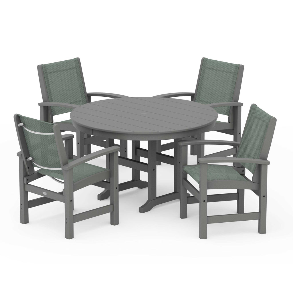 Coastal 5-Piece Round Farmhouse Dining Set