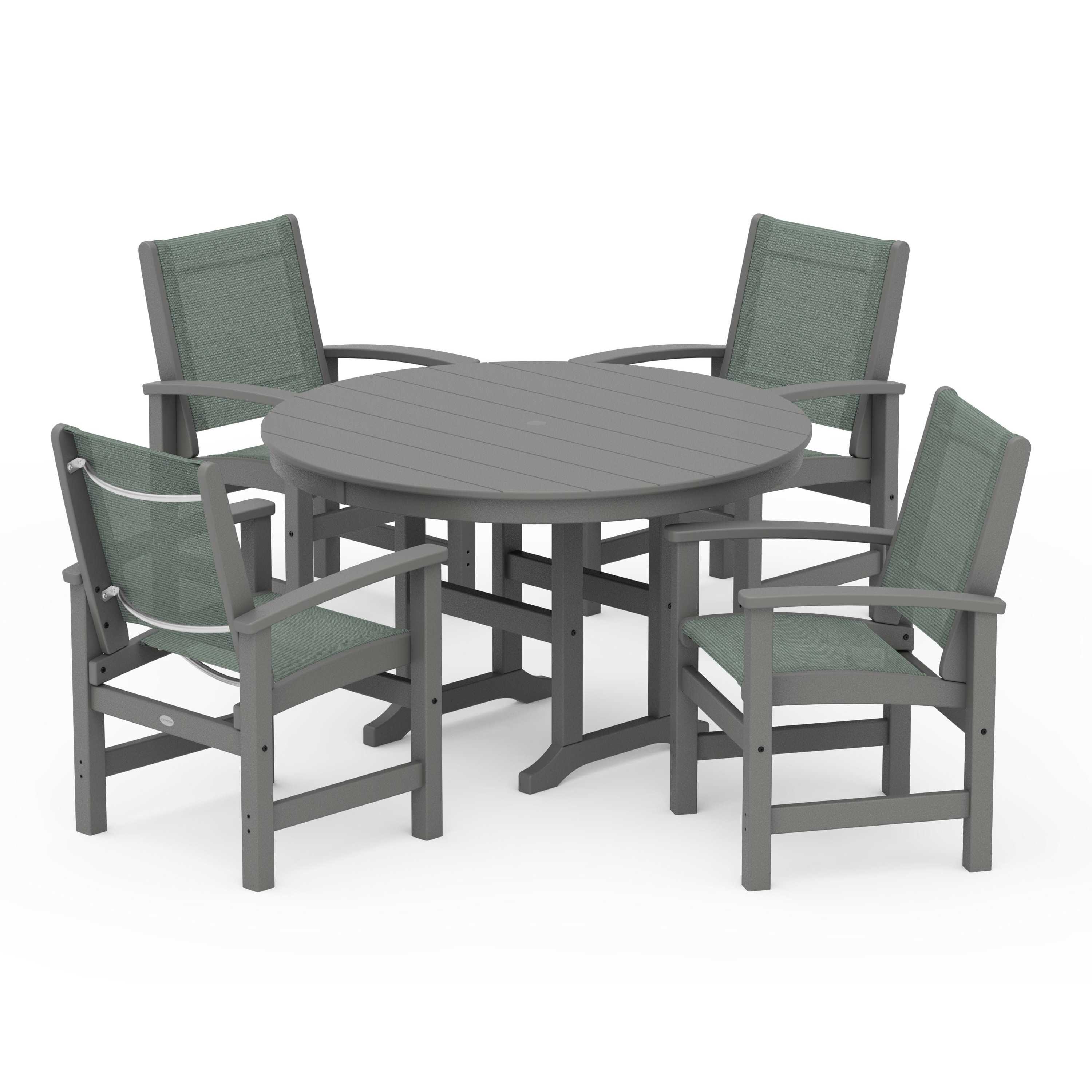 Coastal 5-Piece Round Farmhouse Dining Set