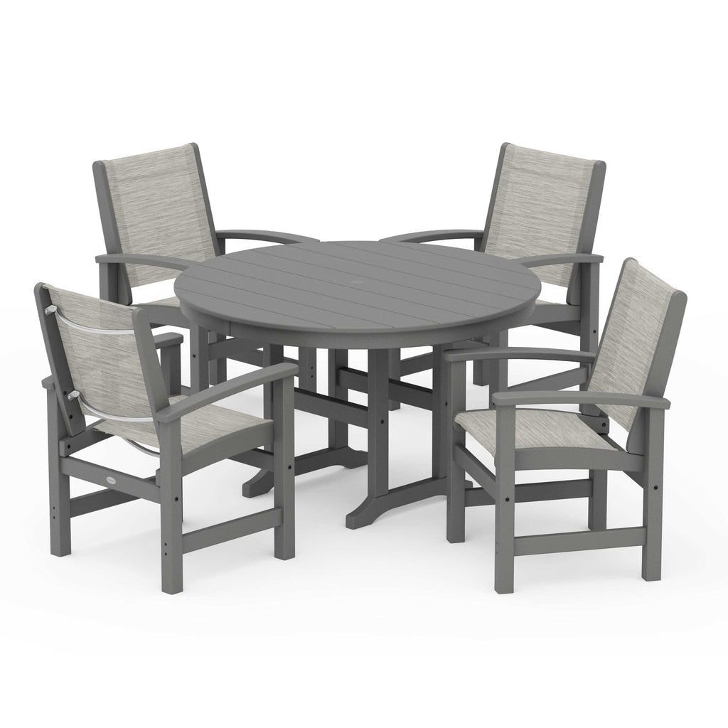 Coastal 5-Piece Round Farmhouse Dining Set