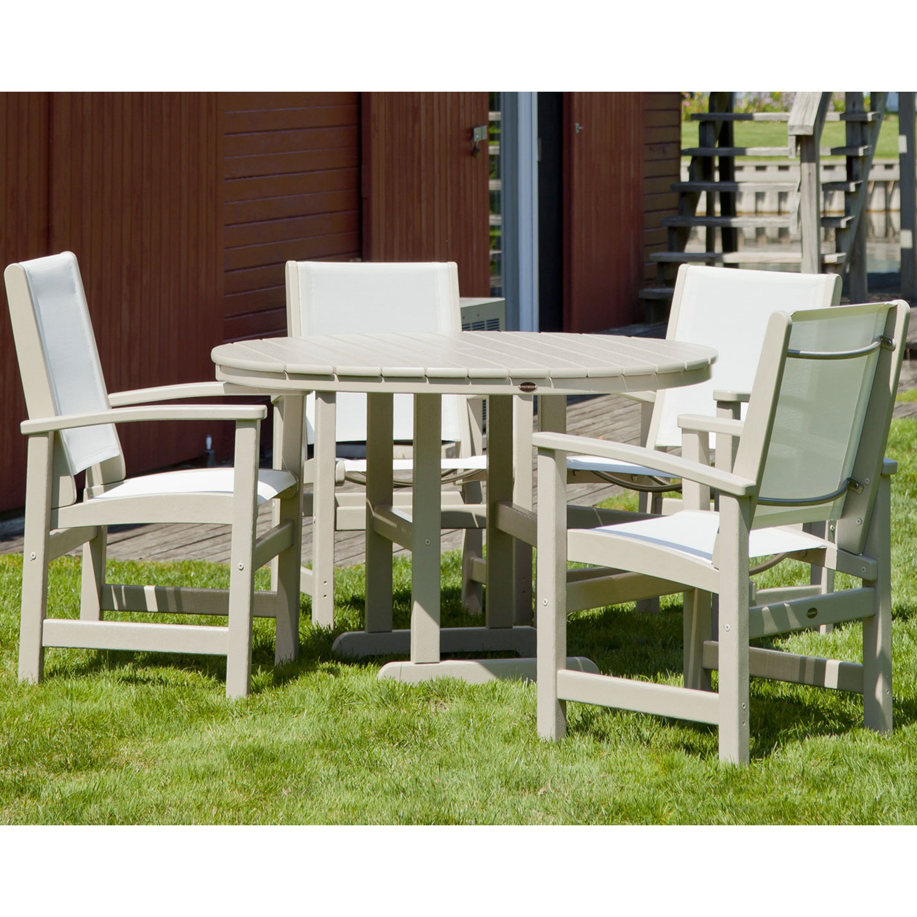 Coastal 5-Piece Round Farmhouse Dining Set