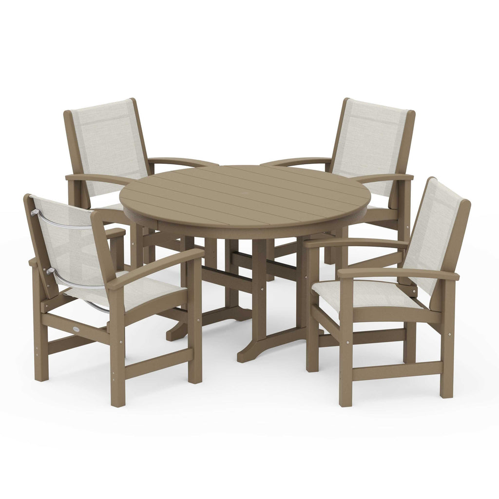 Coastal 5-Piece Round Farmhouse Dining Set