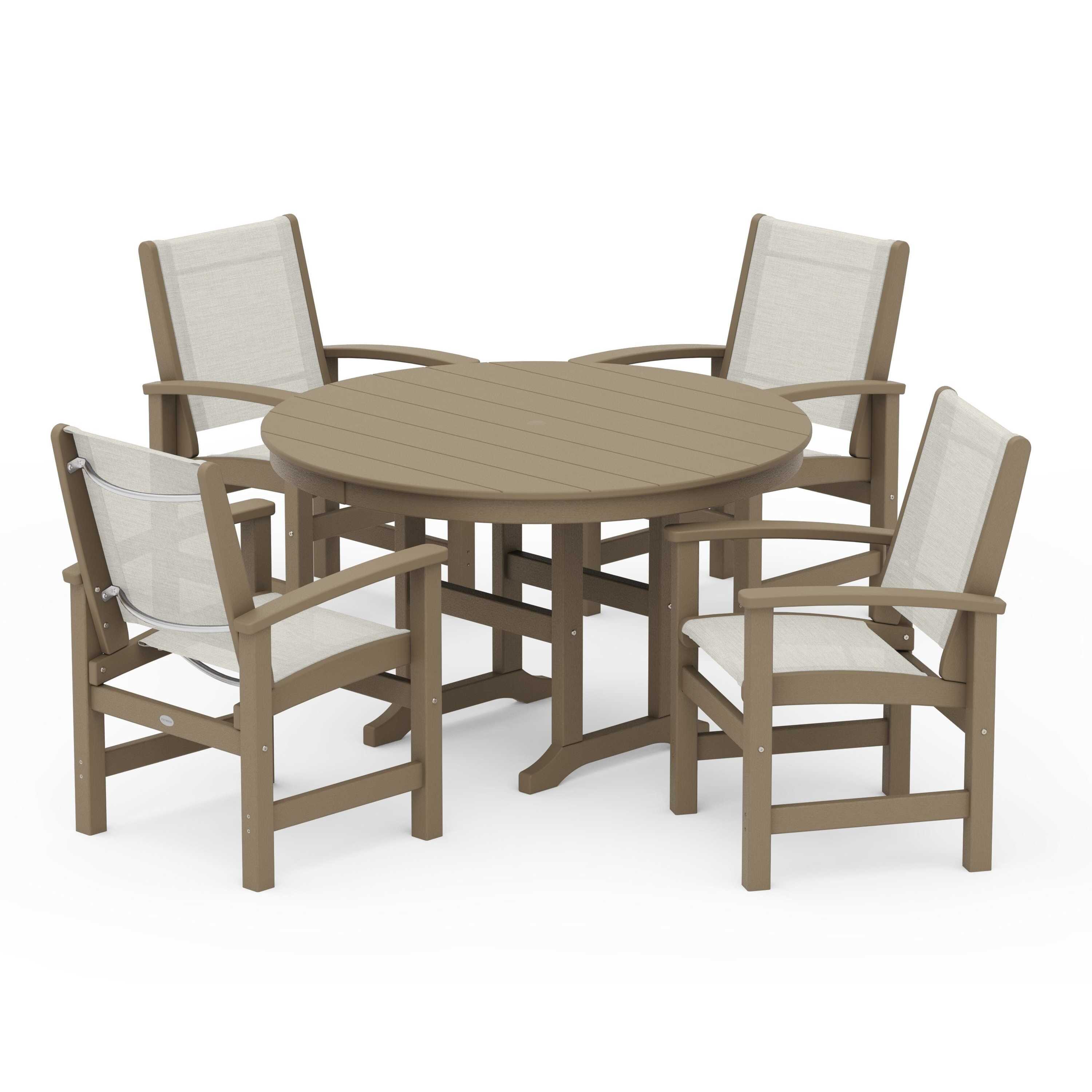 Coastal 5-Piece Round Farmhouse Dining Set