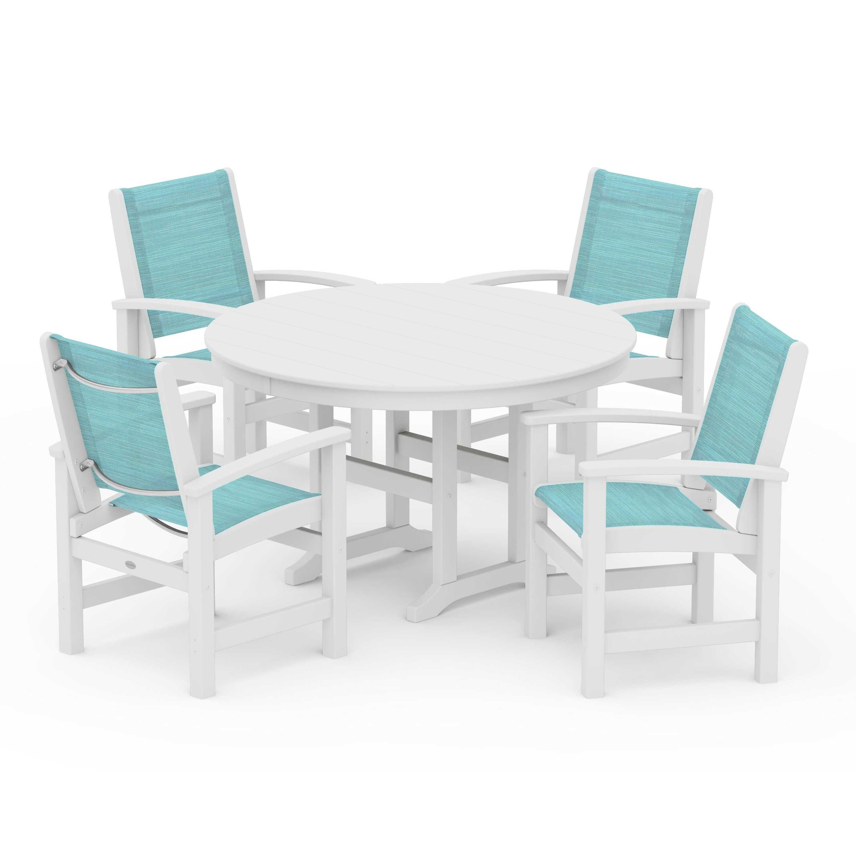 Coastal 5-Piece Round Farmhouse Dining Set