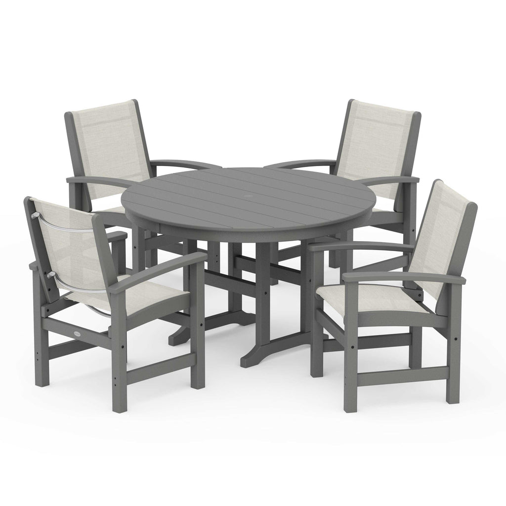 Coastal 5-Piece Round Farmhouse Dining Set