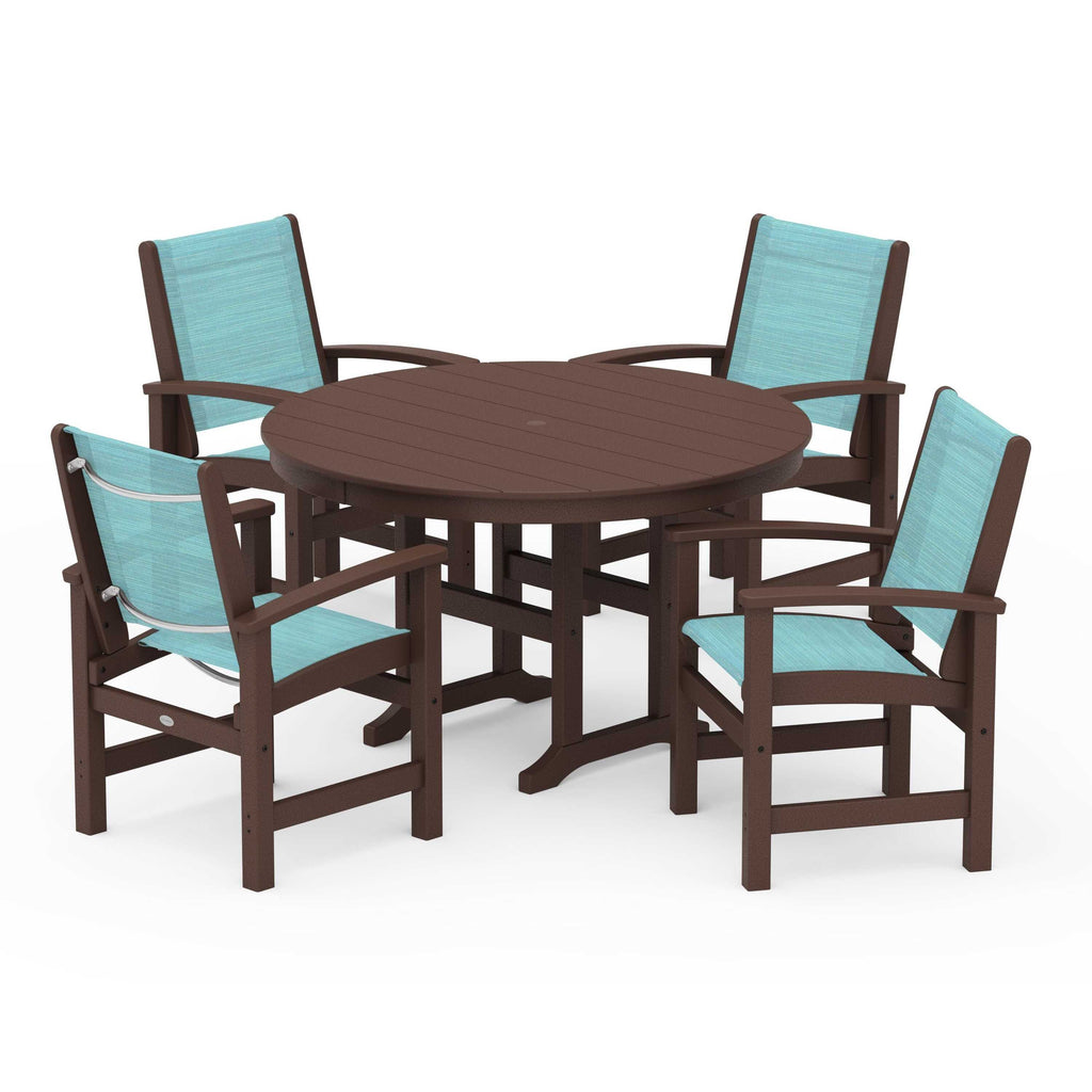 Coastal 5-Piece Round Farmhouse Dining Set