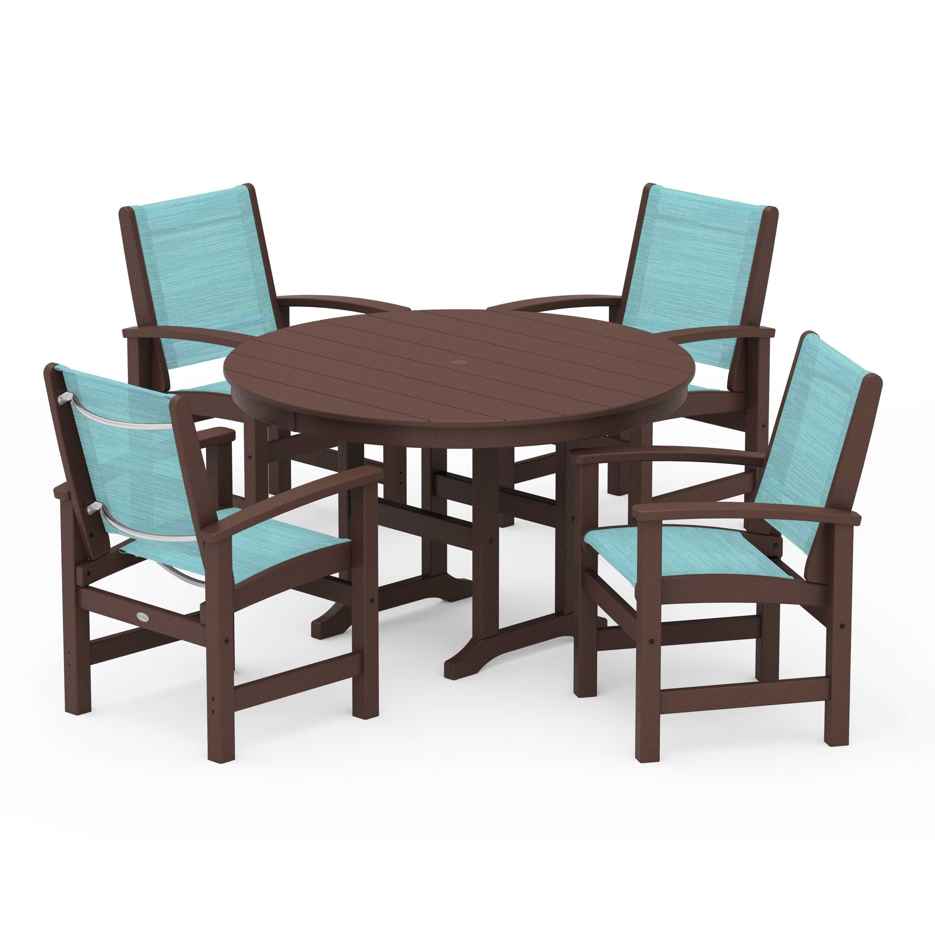 Coastal 5-Piece Round Farmhouse Dining Set