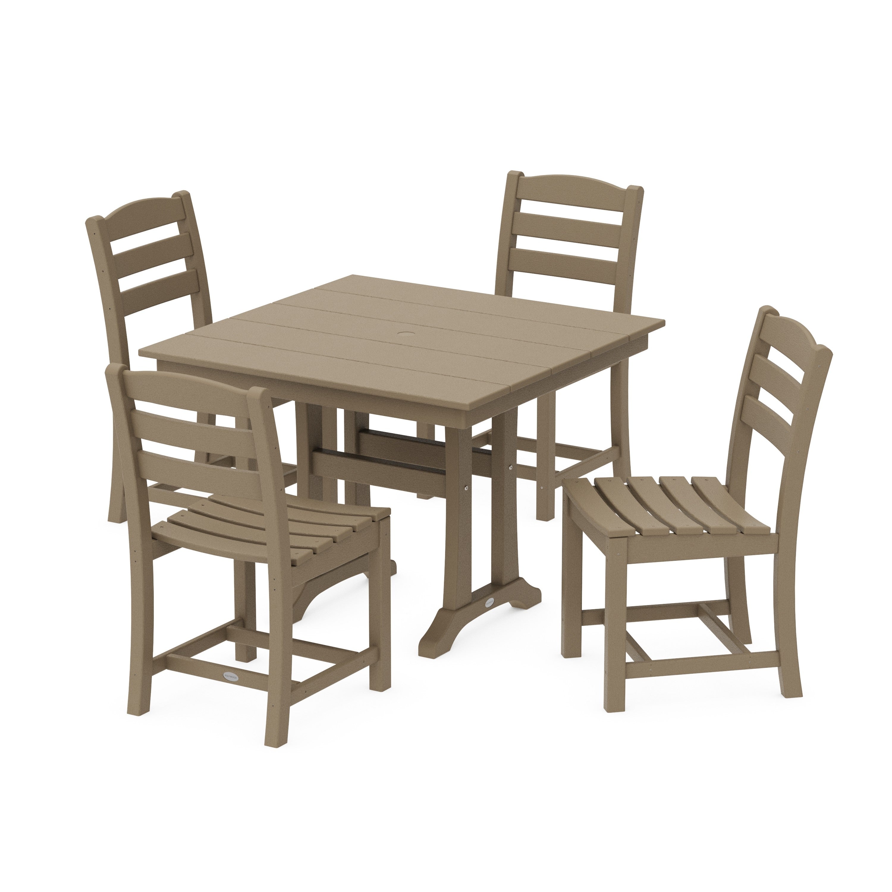 La Casa Café 5-Piece Farmhouse Trestle Side Chair Dining Set