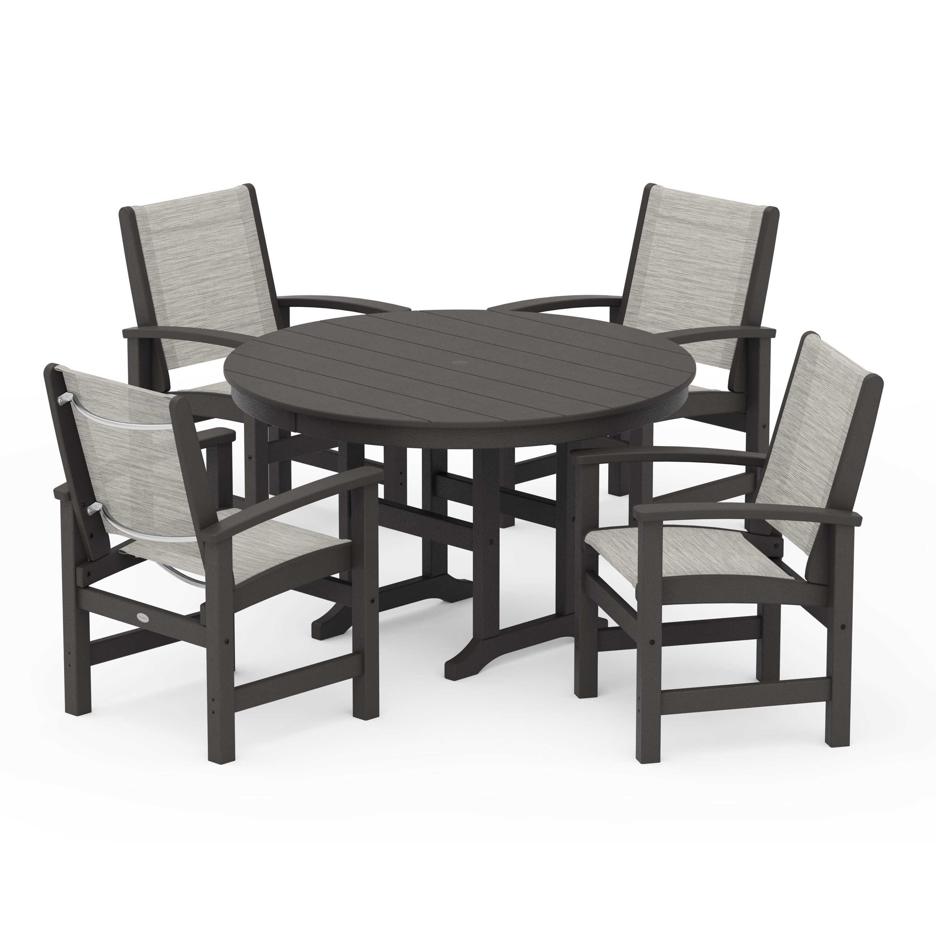 Coastal 5-Piece Round Farmhouse Dining Set