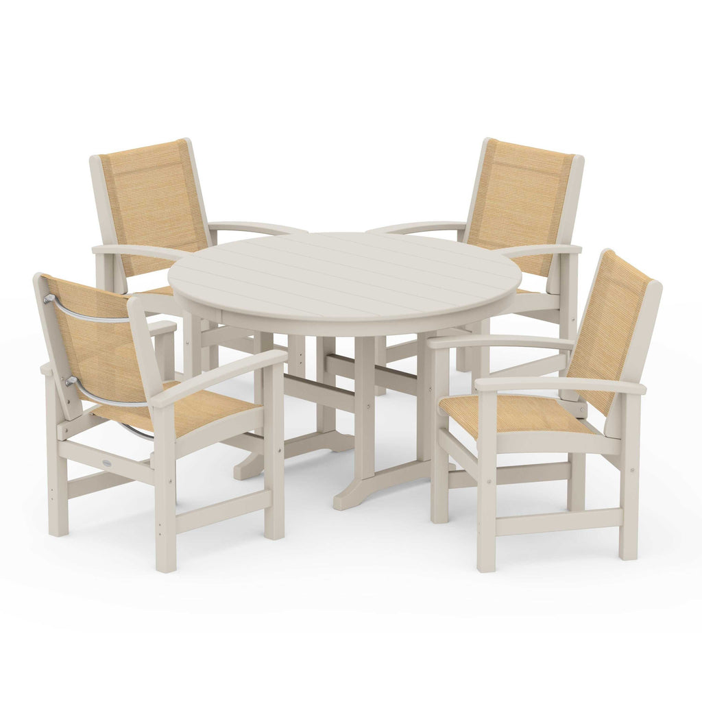 Coastal 5-Piece Round Farmhouse Dining Set