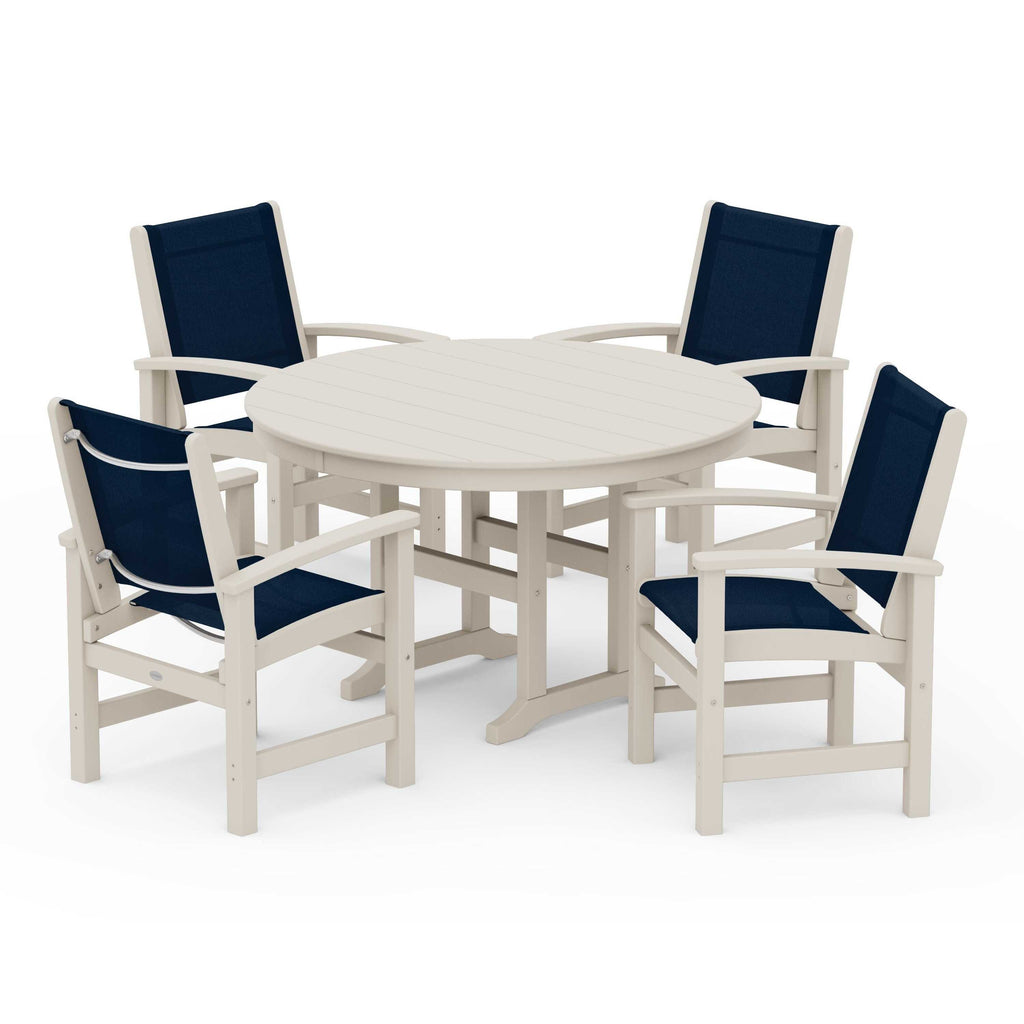 Coastal 5-Piece Round Farmhouse Dining Set
