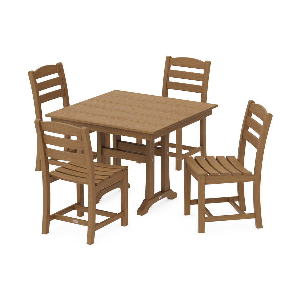 La Casa Café 5-Piece Farmhouse Trestle Side Chair Dining Set
