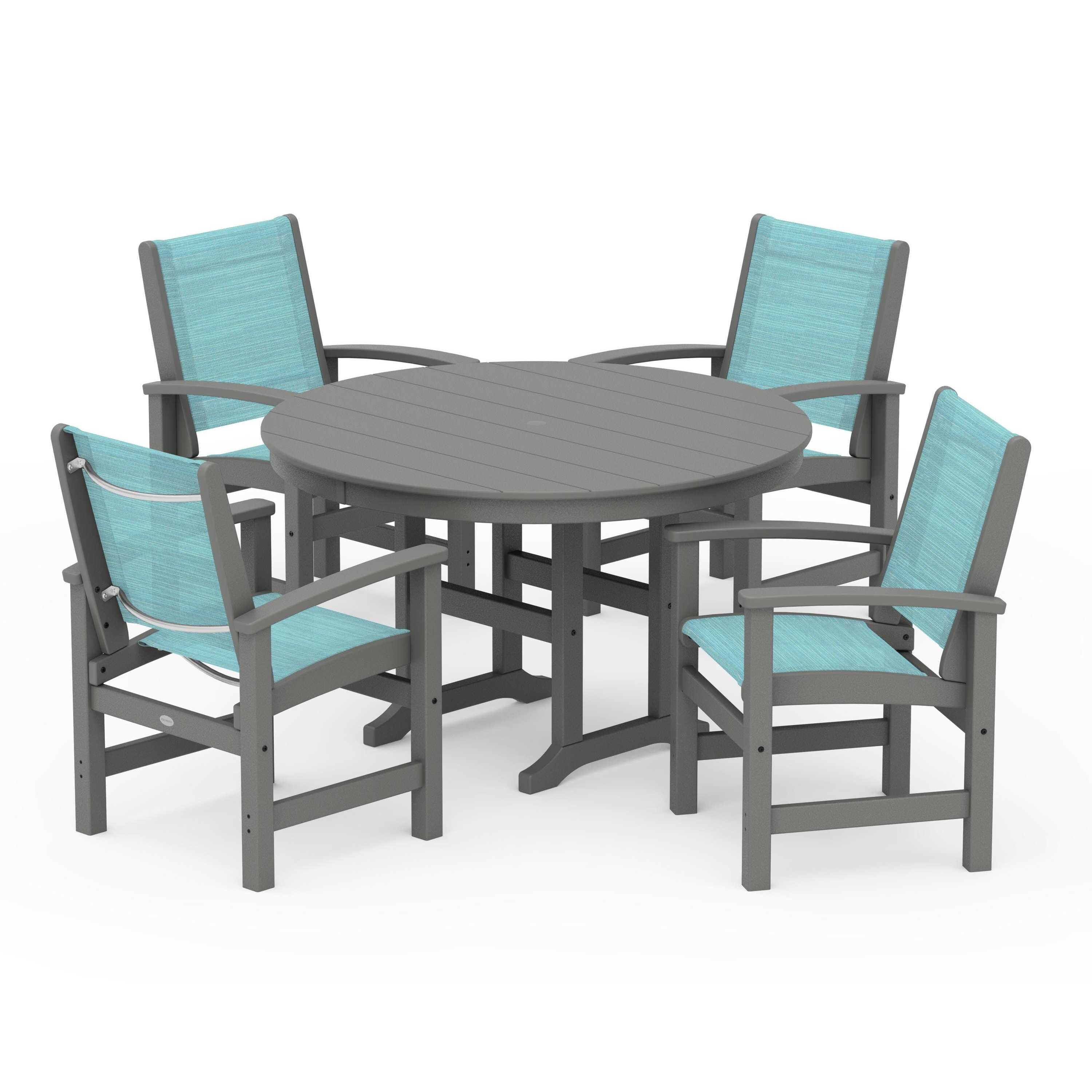 Coastal 5-Piece Round Farmhouse Dining Set