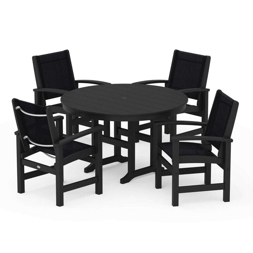 Coastal 5-Piece Round Farmhouse Dining Set