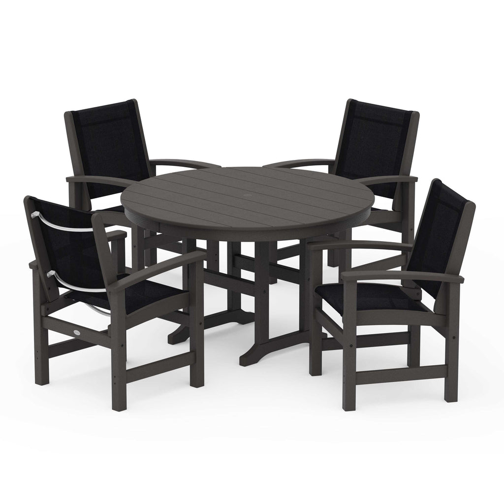 Coastal 5-Piece Round Farmhouse Dining Set