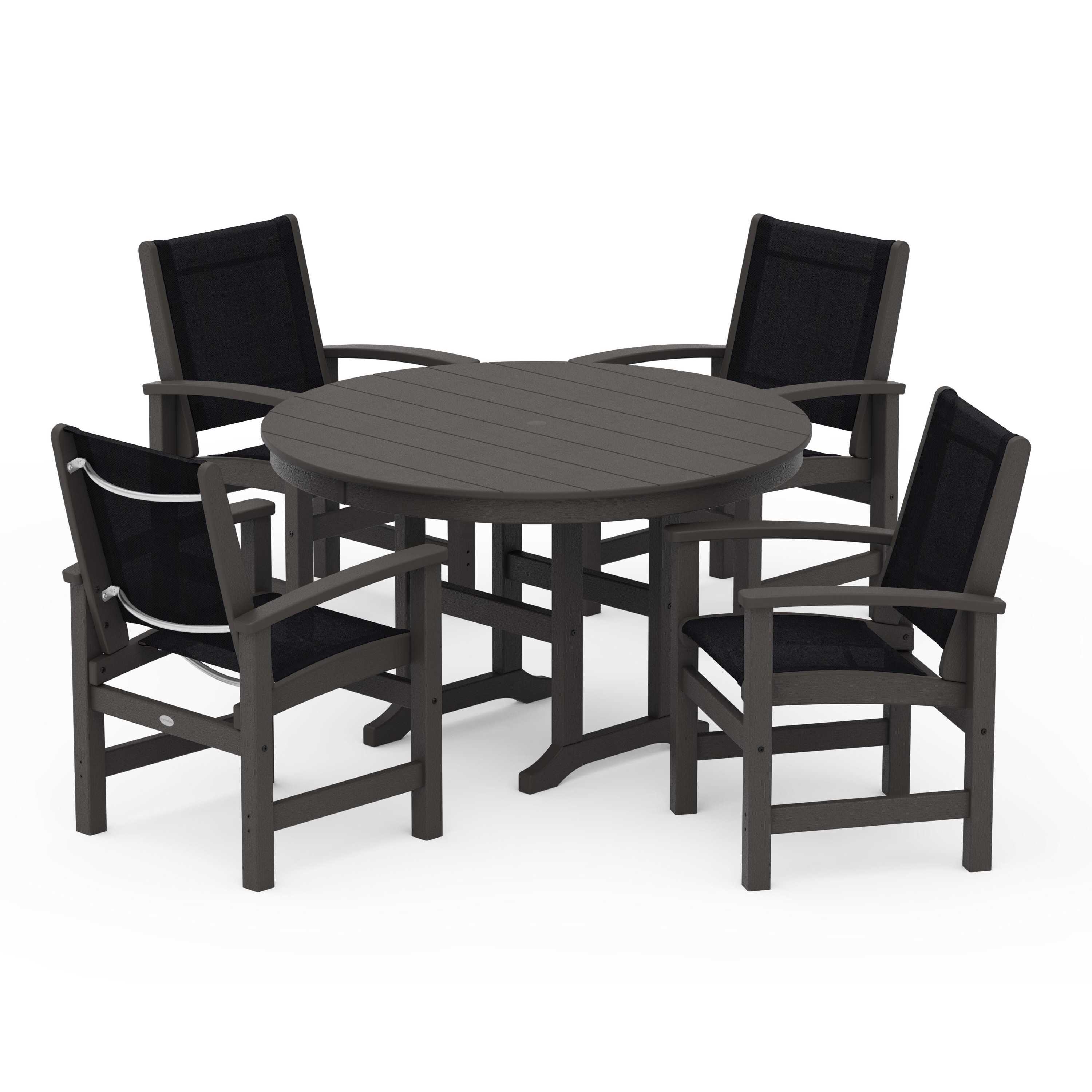 Coastal 5-Piece Round Farmhouse Dining Set
