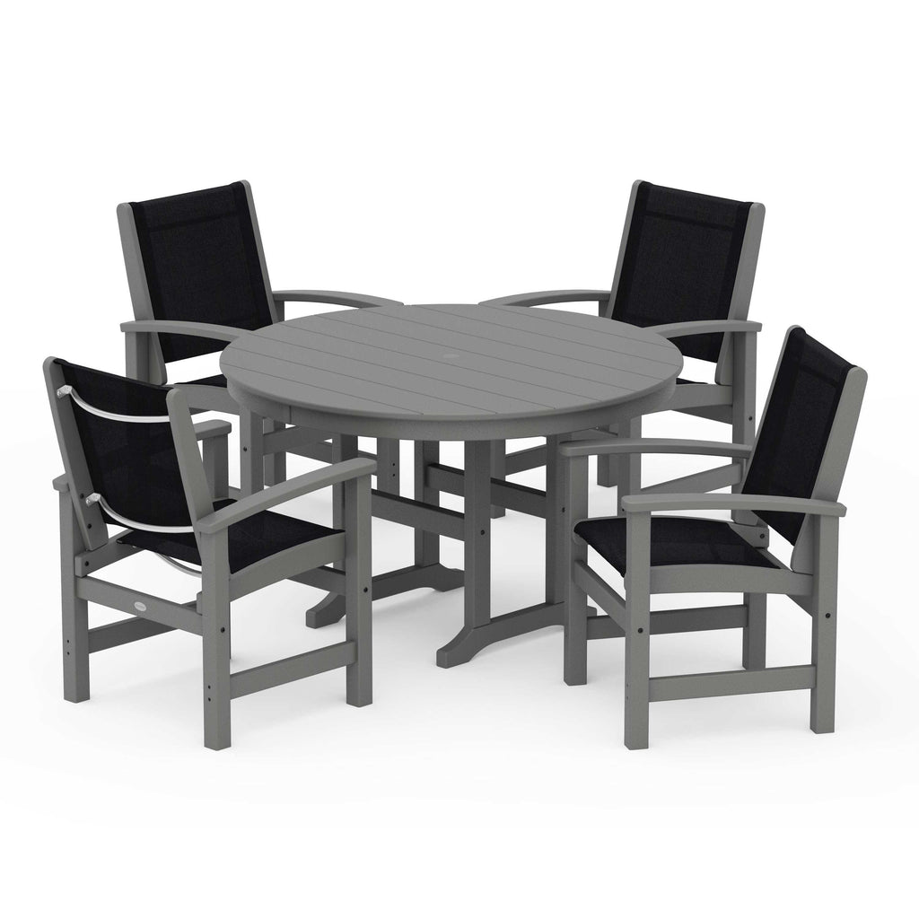 Coastal 5-Piece Round Farmhouse Dining Set