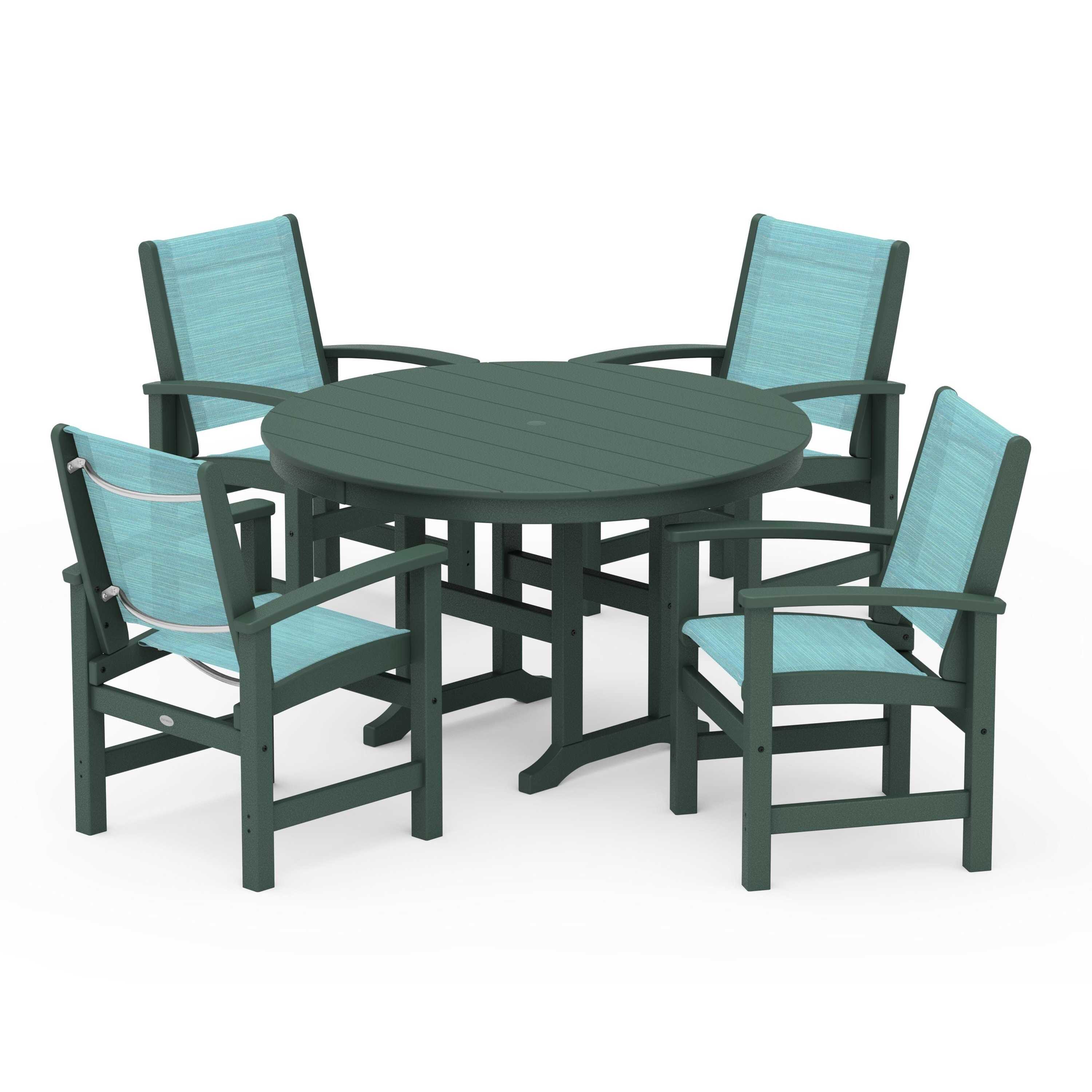 Coastal 5-Piece Round Farmhouse Dining Set