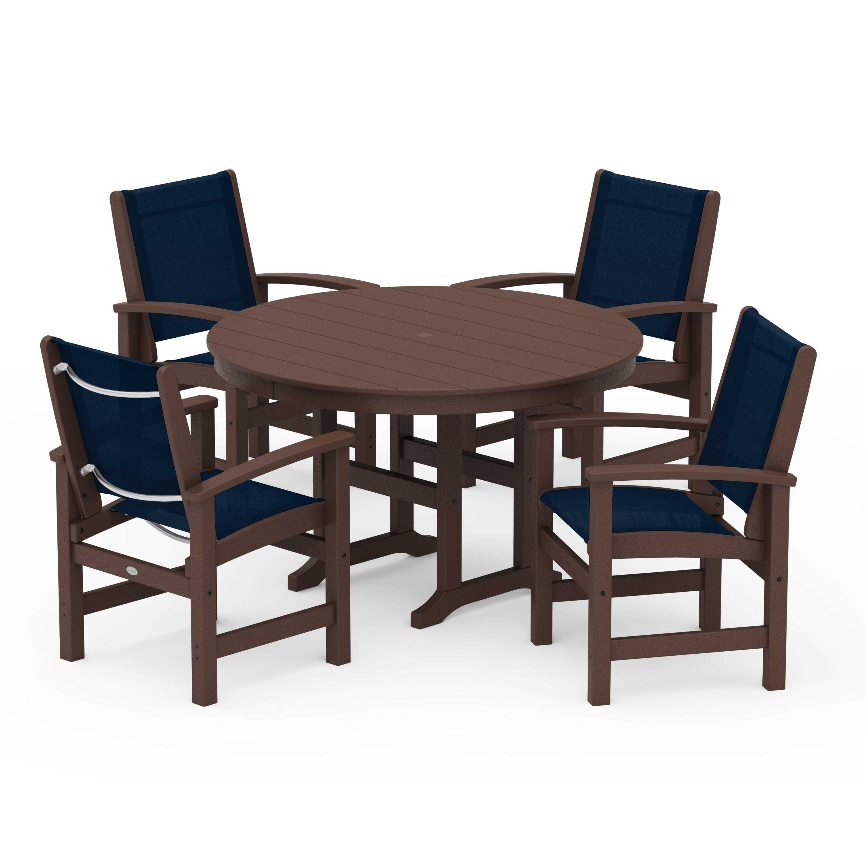 Coastal 5-Piece Round Farmhouse Dining Set