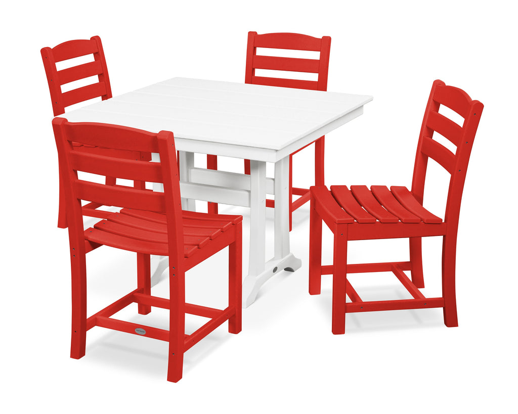 La Casa Café 5-Piece Farmhouse Trestle Side Chair Dining Set