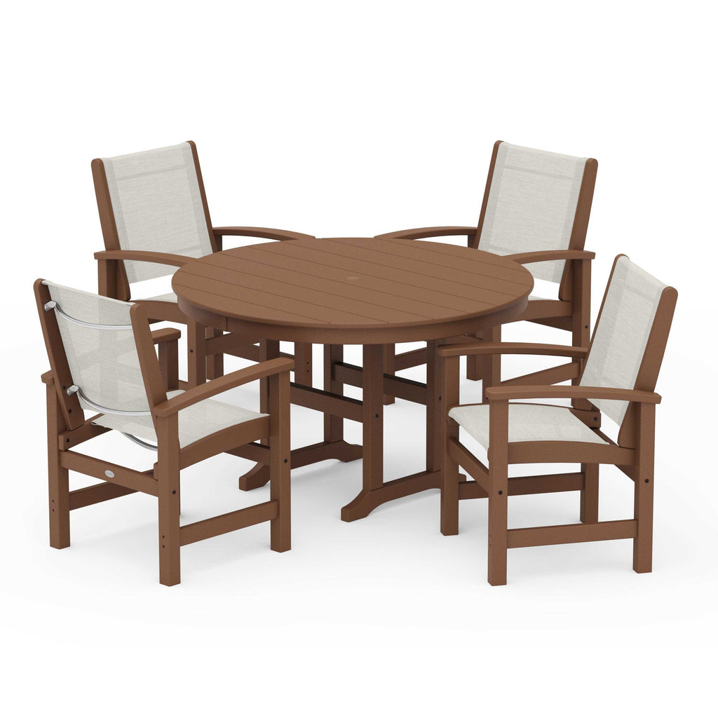Coastal 5-Piece Round Farmhouse Dining Set