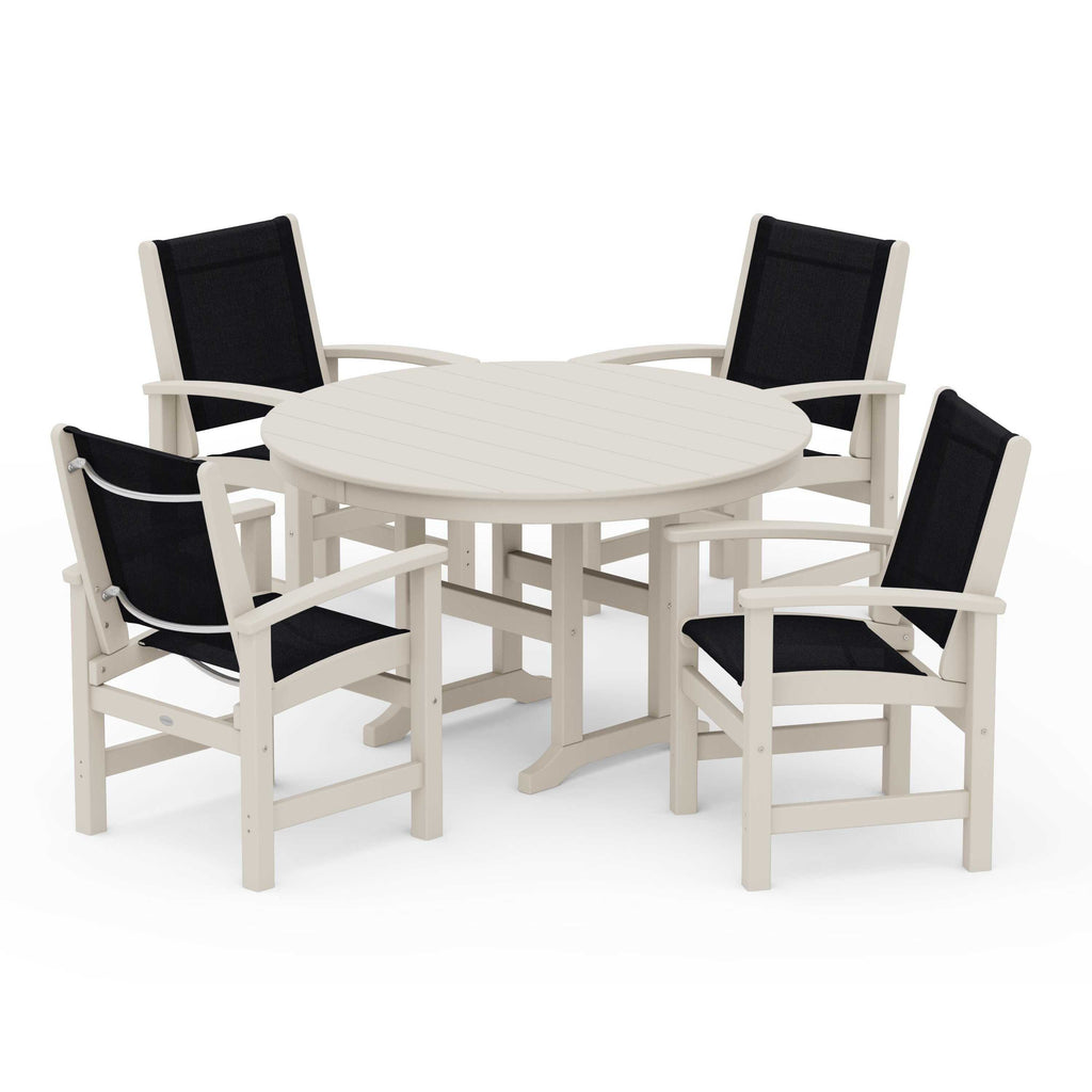 Coastal 5-Piece Round Farmhouse Dining Set