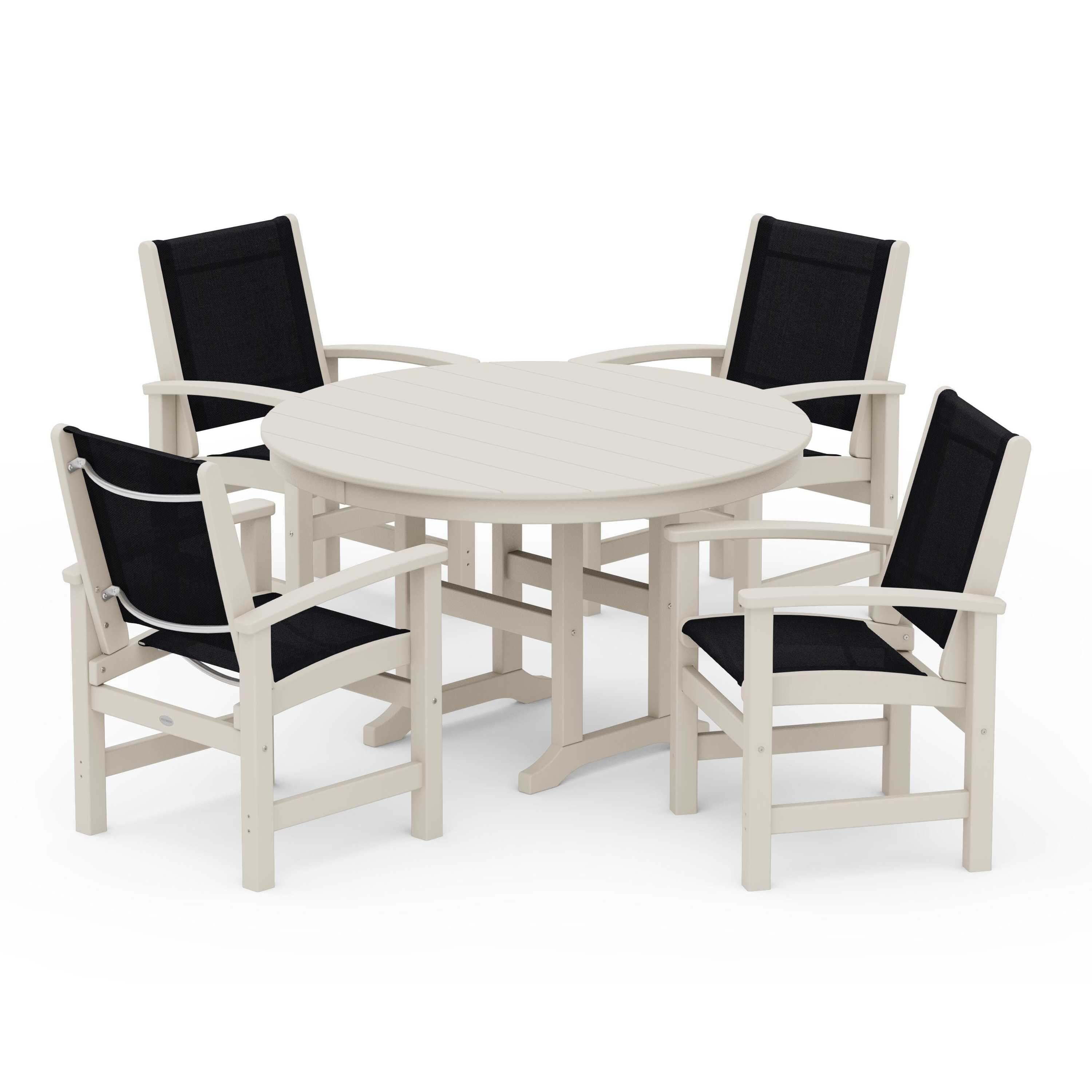 Coastal 5-Piece Round Farmhouse Dining Set