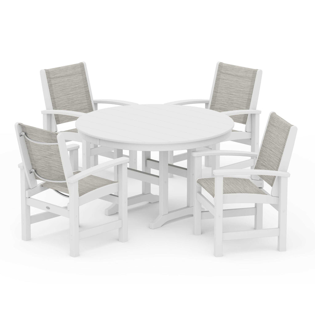Coastal 5-Piece Round Farmhouse Dining Set