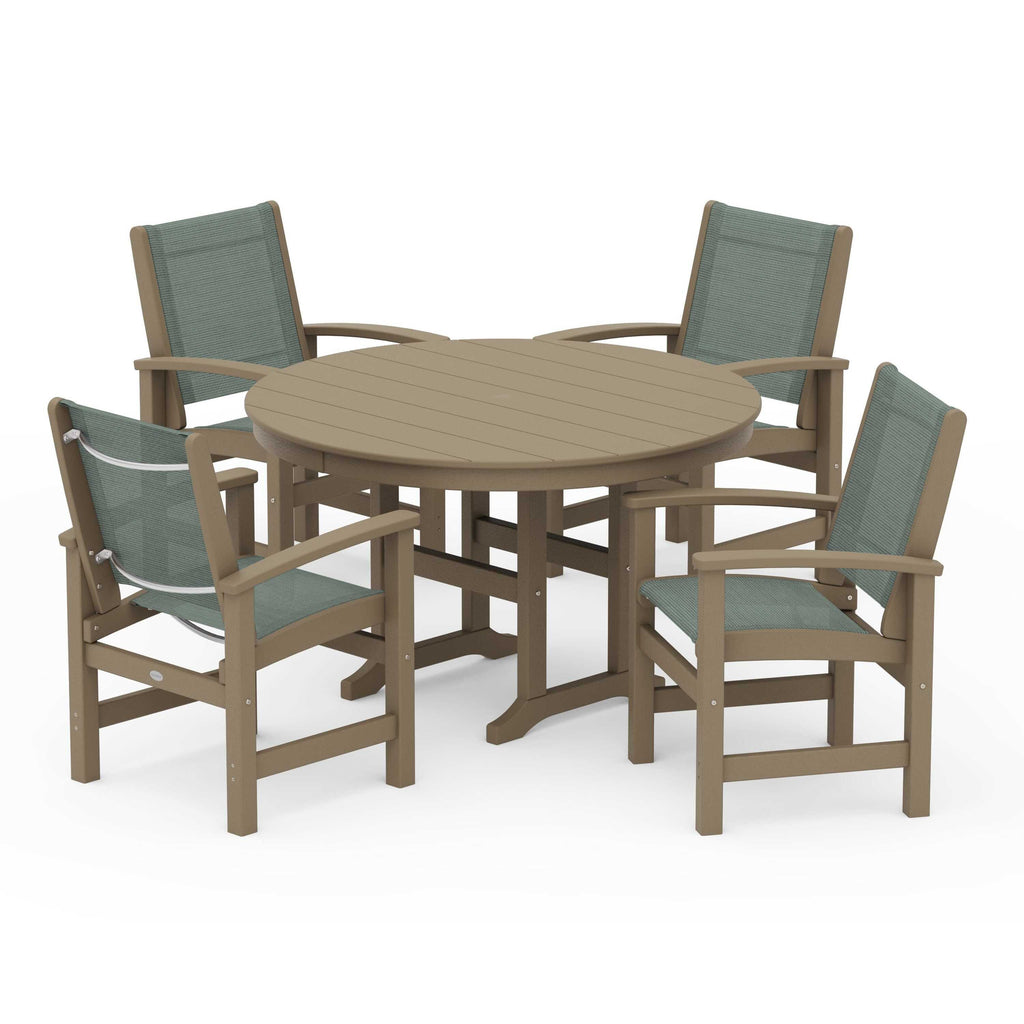 Coastal 5-Piece Round Farmhouse Dining Set