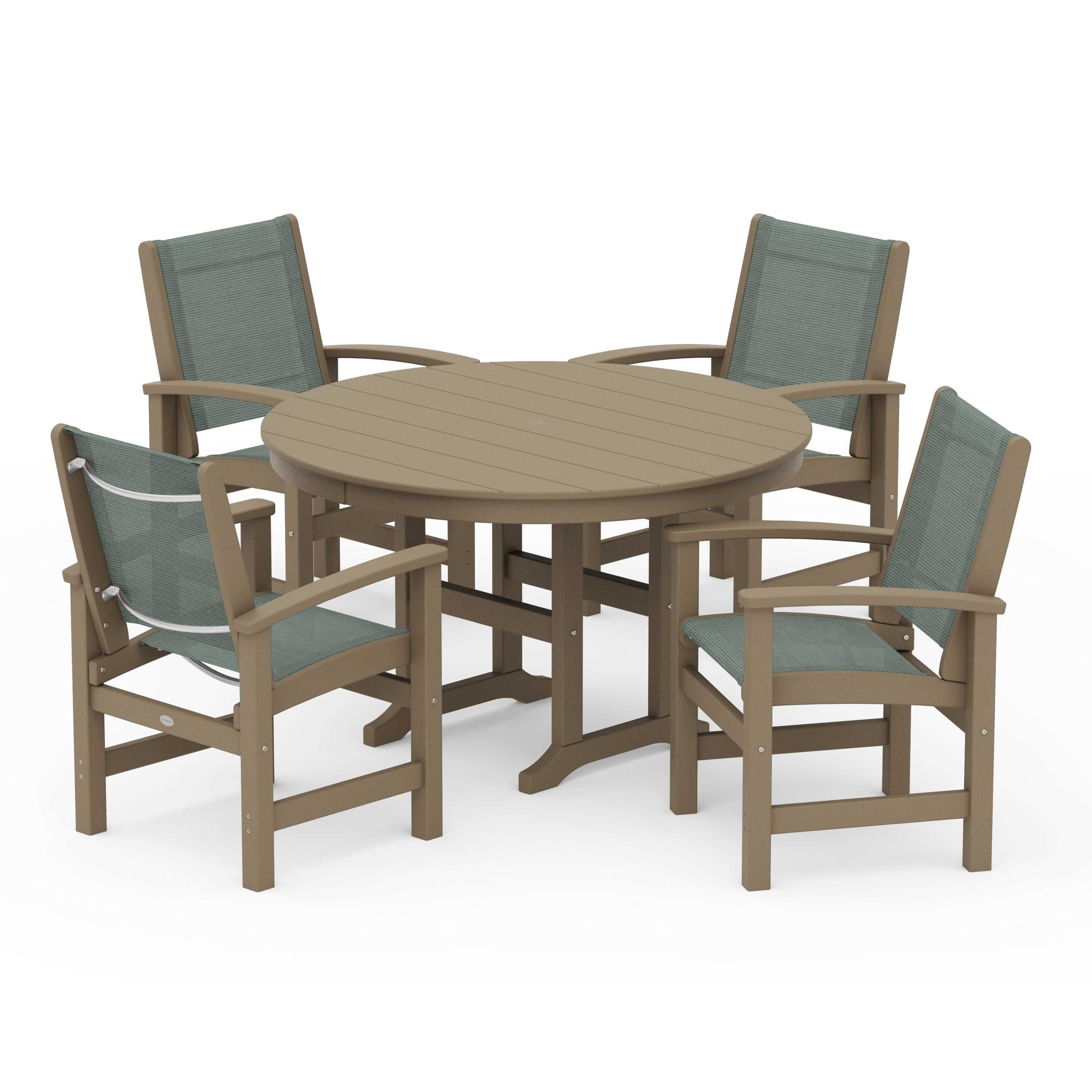 Coastal 5-Piece Round Farmhouse Dining Set