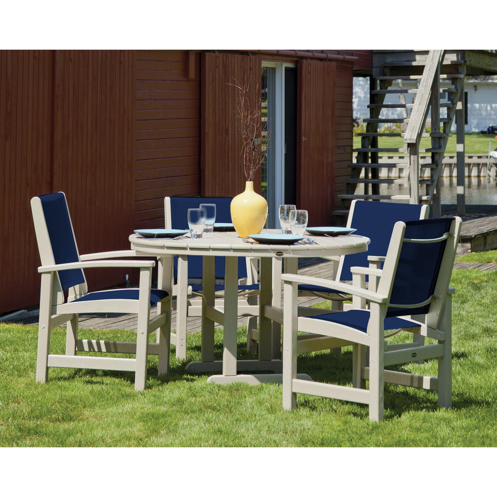 Coastal 5-Piece Round Farmhouse Dining Set